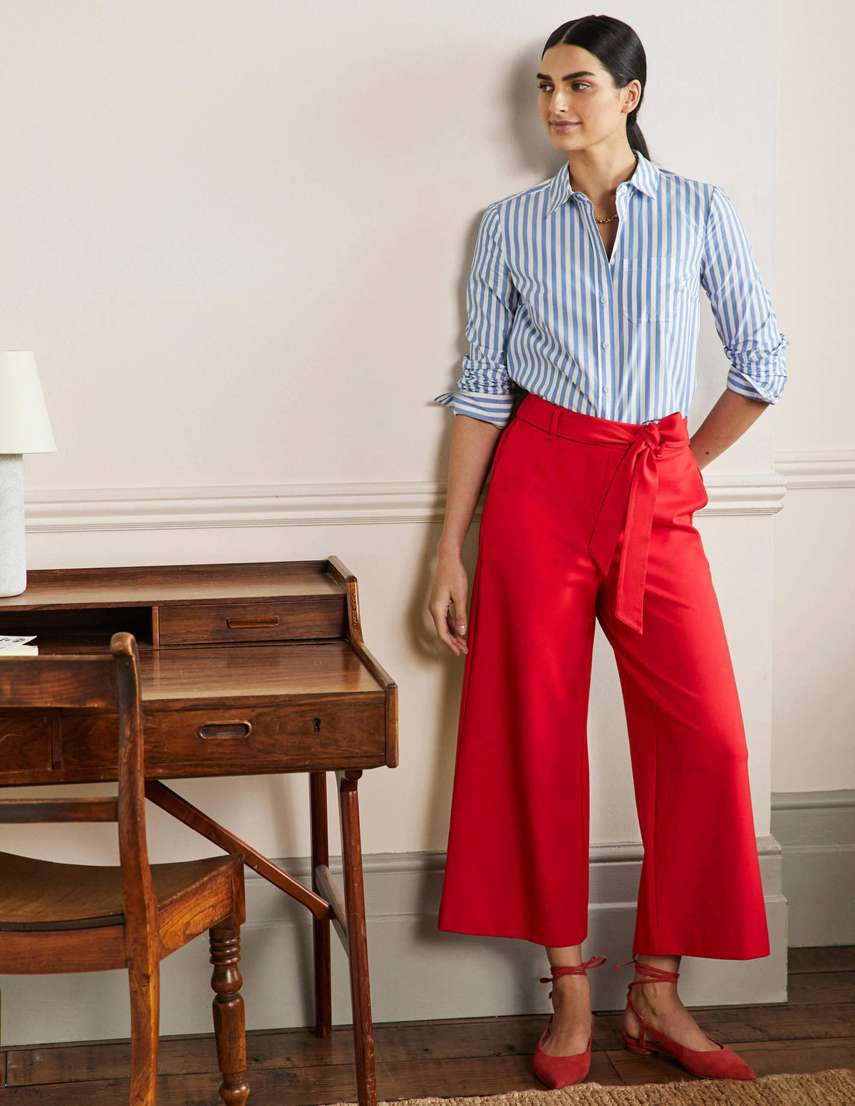 Jersey Pull-On Culottes-Red - Image 1