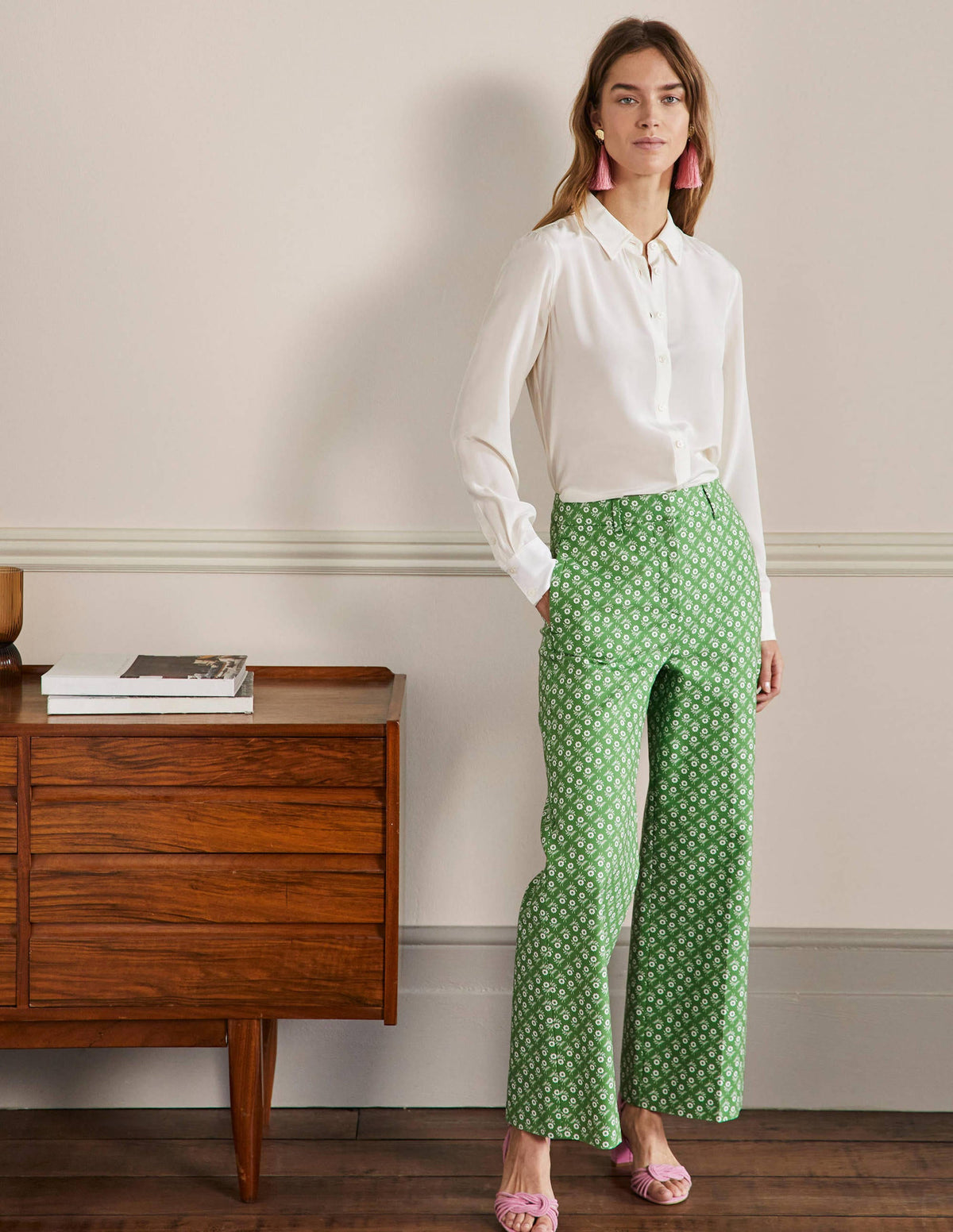 High Waisted Richmond Trousers-English Ivy, Loose Sprig-1