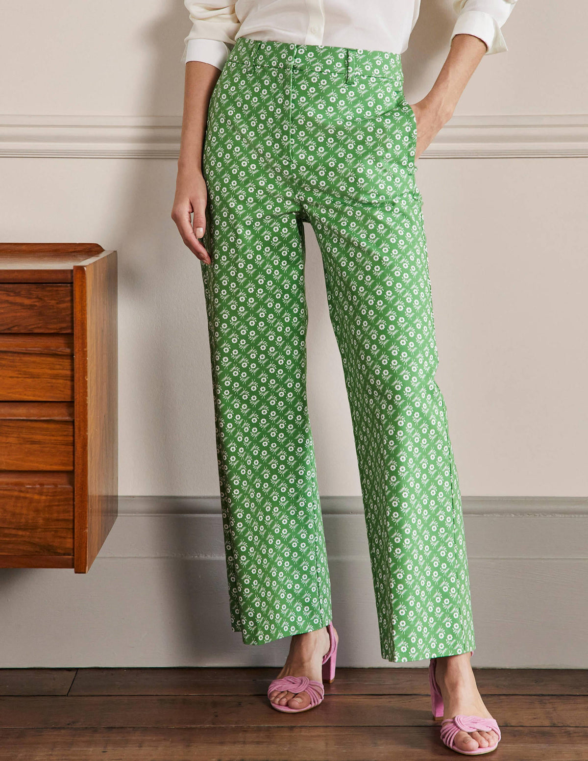 High Waisted Richmond Trousers-English Ivy, Loose Sprig-2