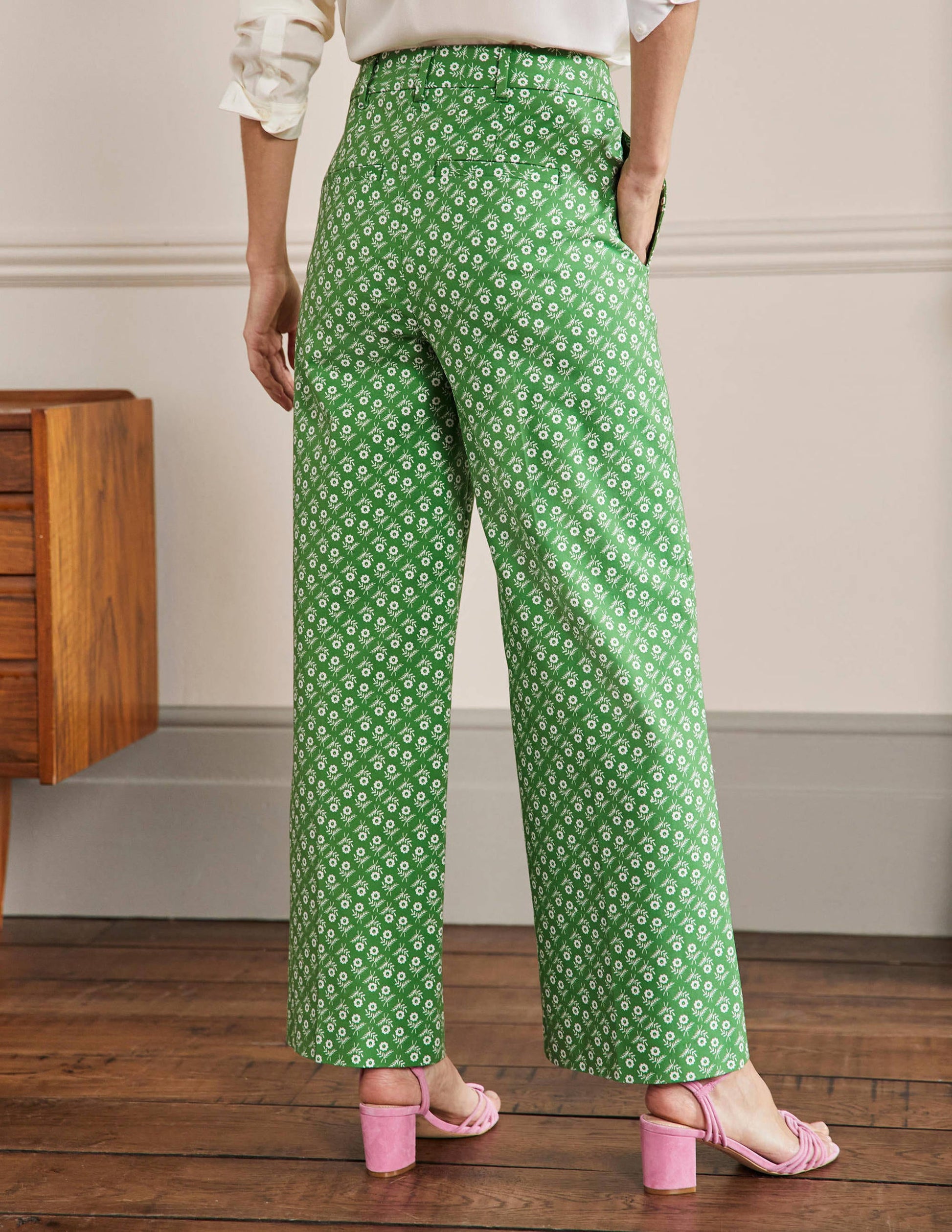 High Waisted Richmond Trousers-English Ivy, Loose Sprig-3