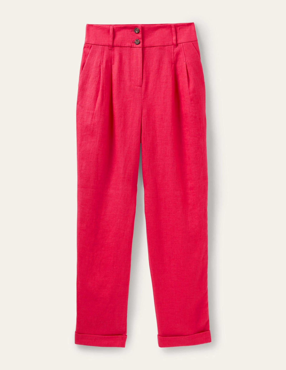 Turn Up Linen Trousers-Radish Pink - Image 5