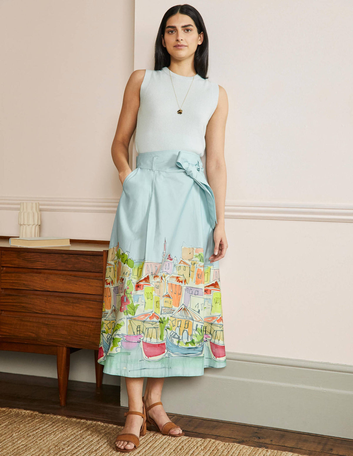 Round Waistband Full Skirt-Rainbow Village - Image 1