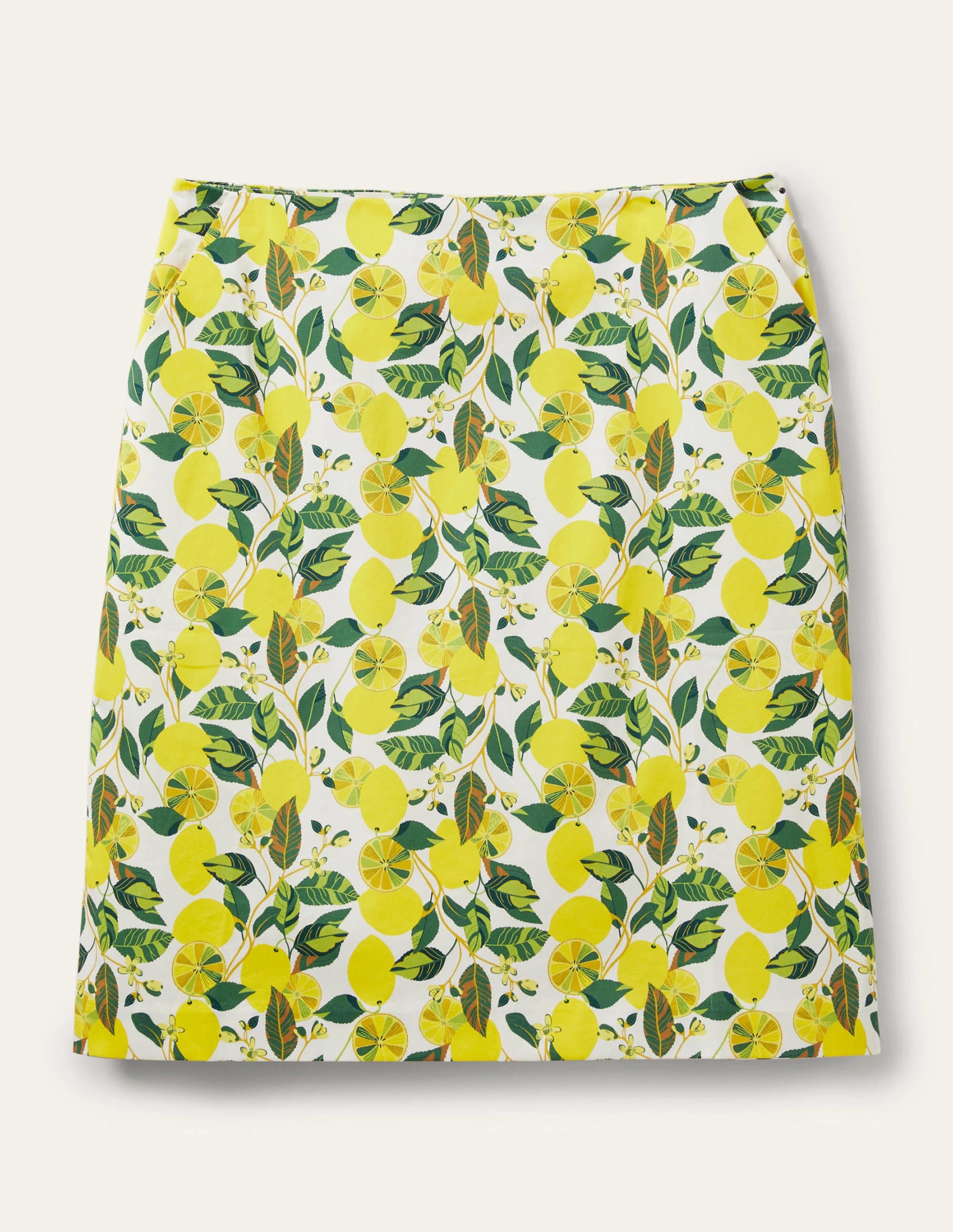Printed A-line Mini Skirt-Ivory, Lemon Vine - Image 5