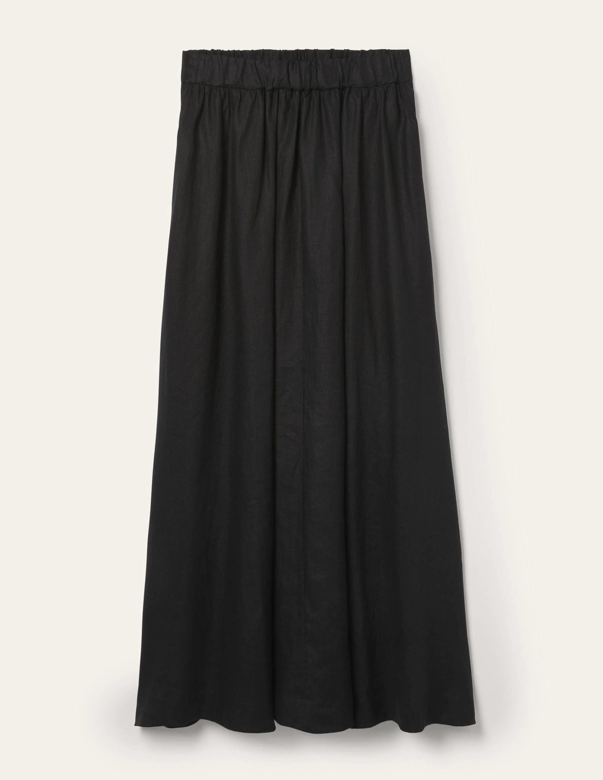Pull-on Linen Maxi Skirt-Black-5