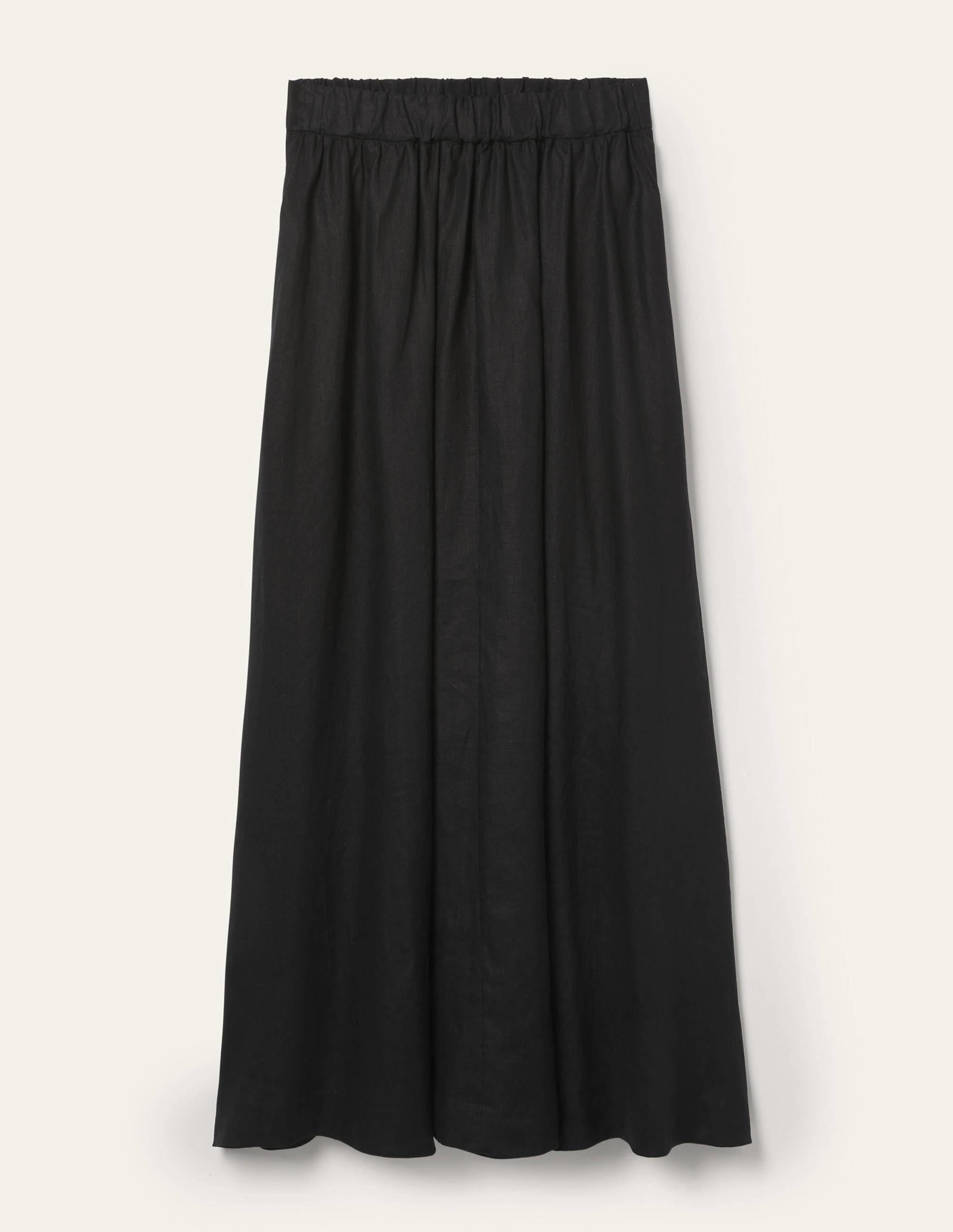 Pull-on Linen Maxi Skirt-Black - Image 5