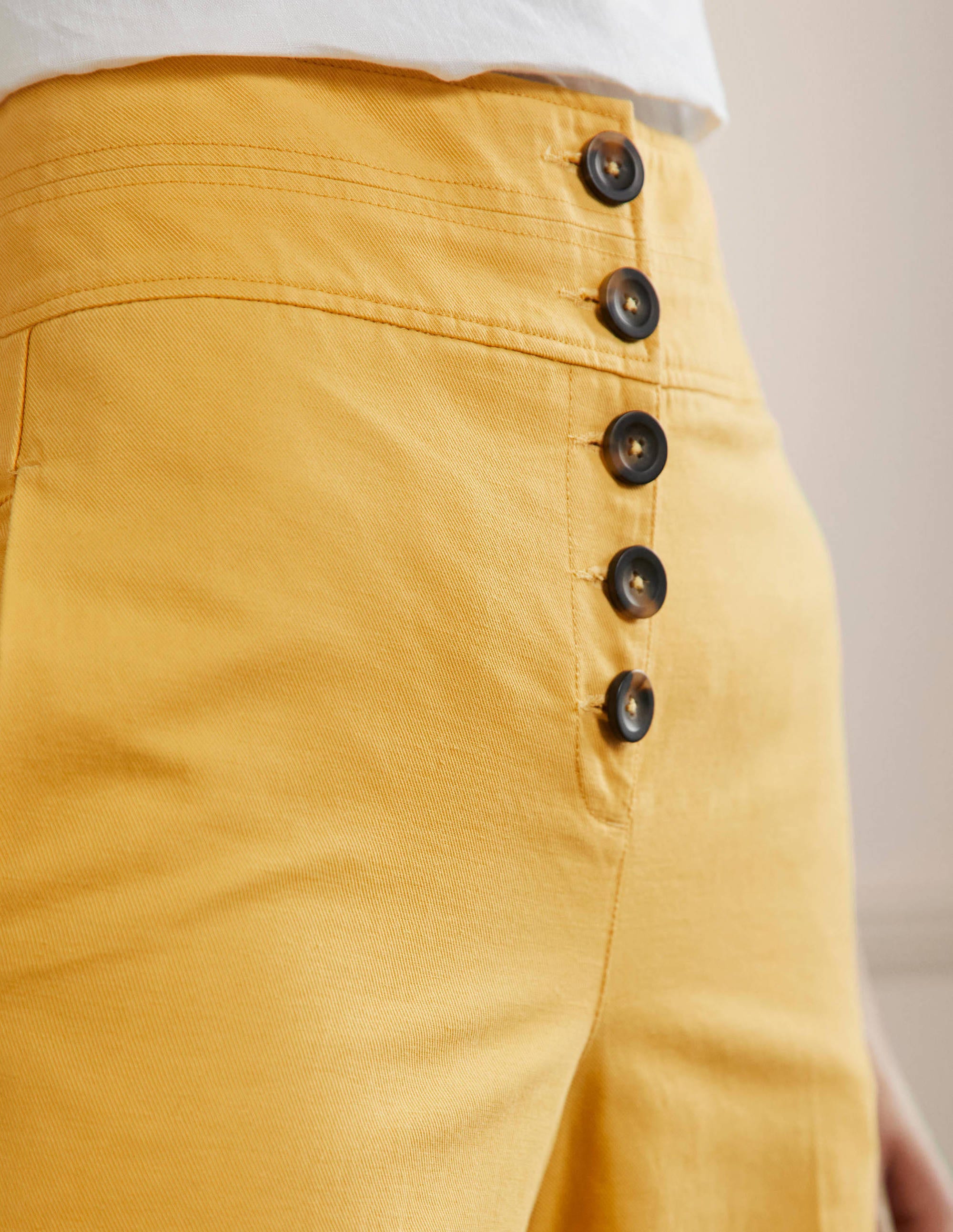 High Waist Wide Leg Trousers-Yolk Yellow - Image 2