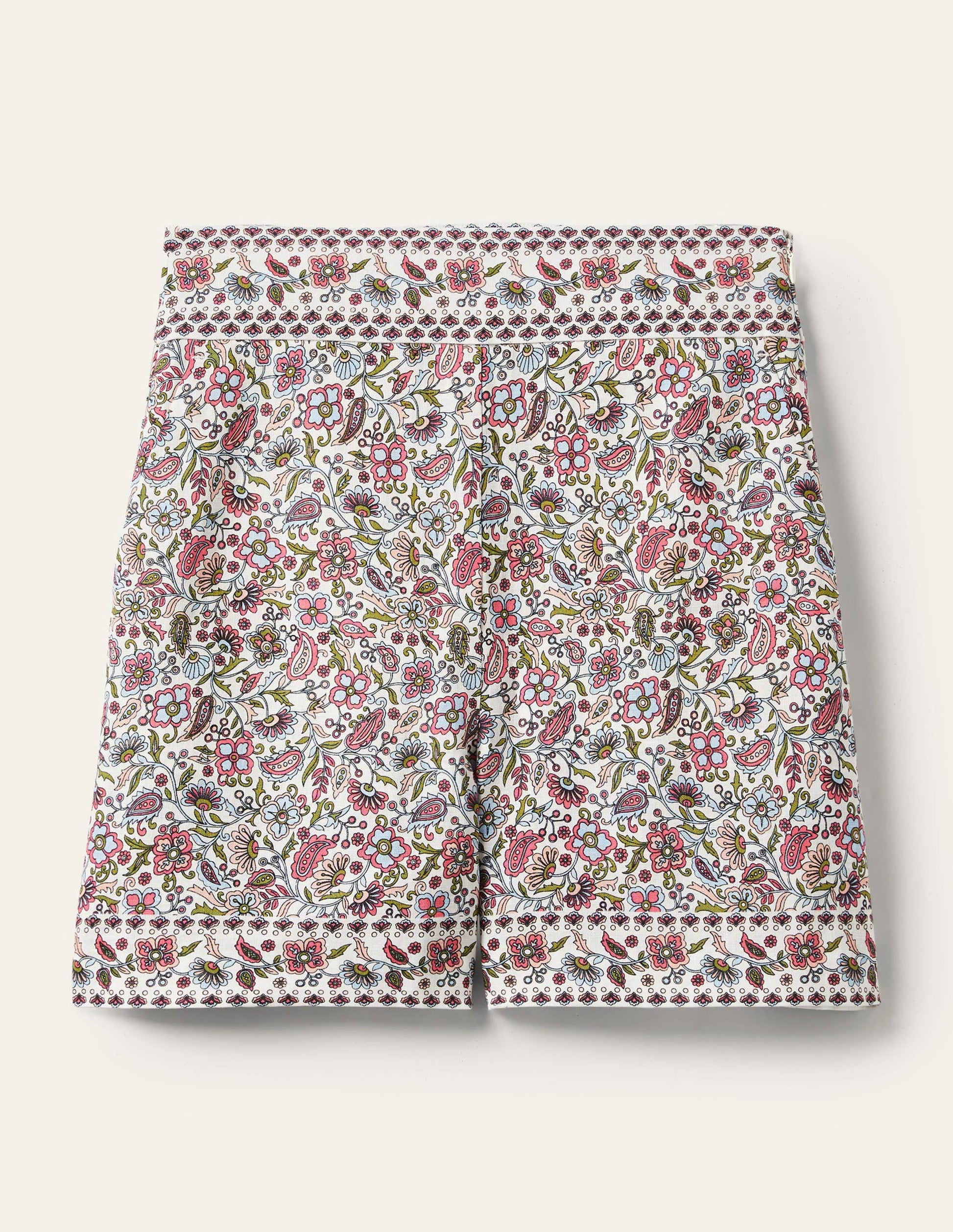 Georgina Linen Shorts-Ivory, Oriental Paradise-5