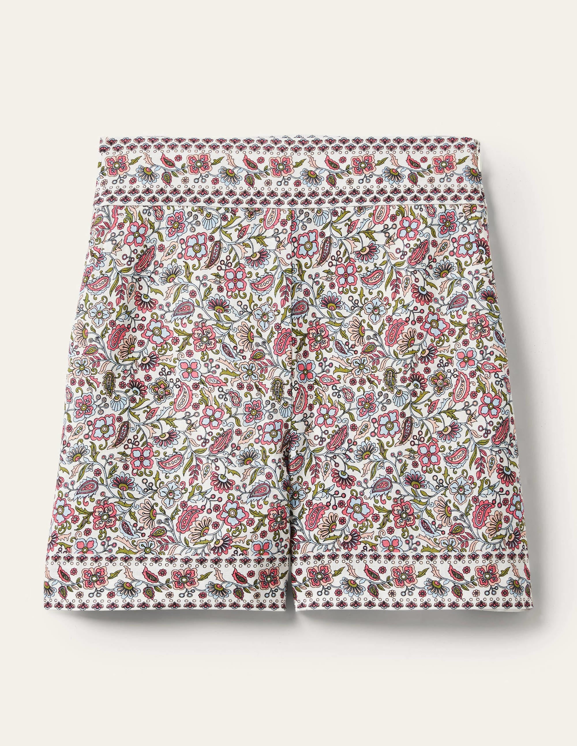 Georgina Linen Shorts-Ivory, Oriental Paradise - Image 5