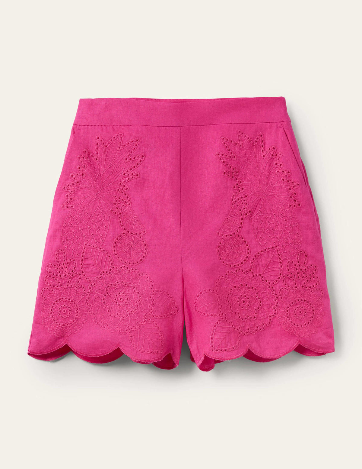 Tamsin Embroidered Shorts-Party Pink, Tropical Broderie - Image 6