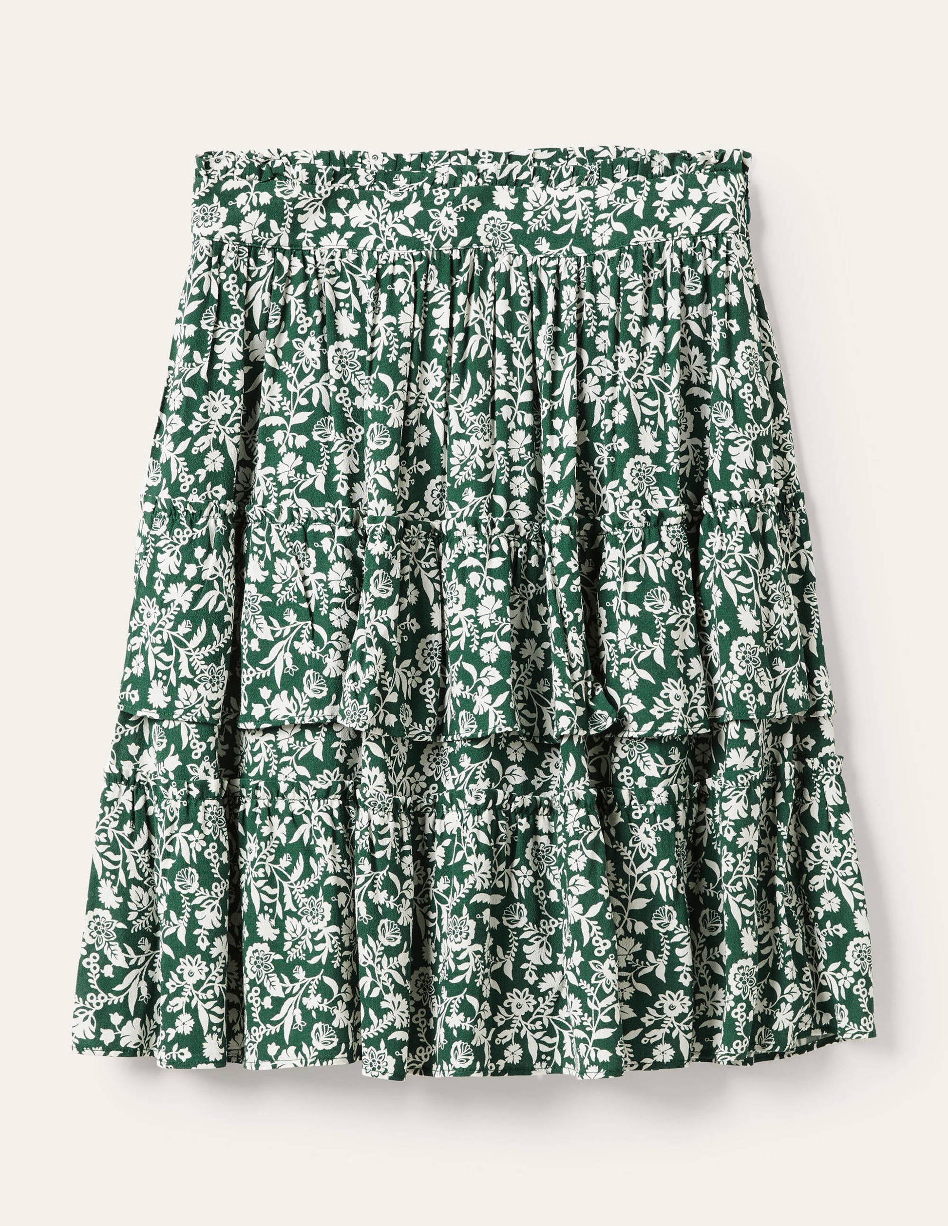 Multi Tiered Crepe Skirt-Trekking Green, Flora Charm-5