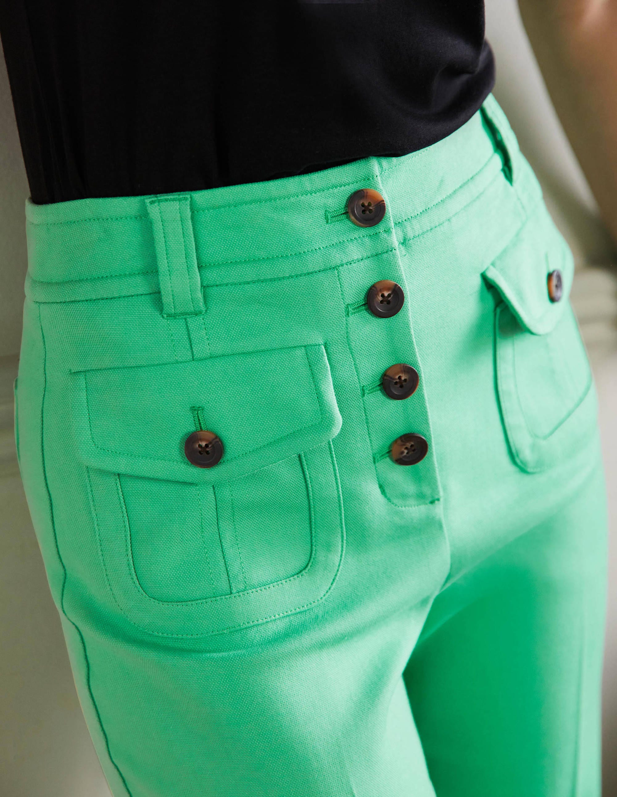 Carrie High Waisted Trousers-Green Lagoon - Image 2