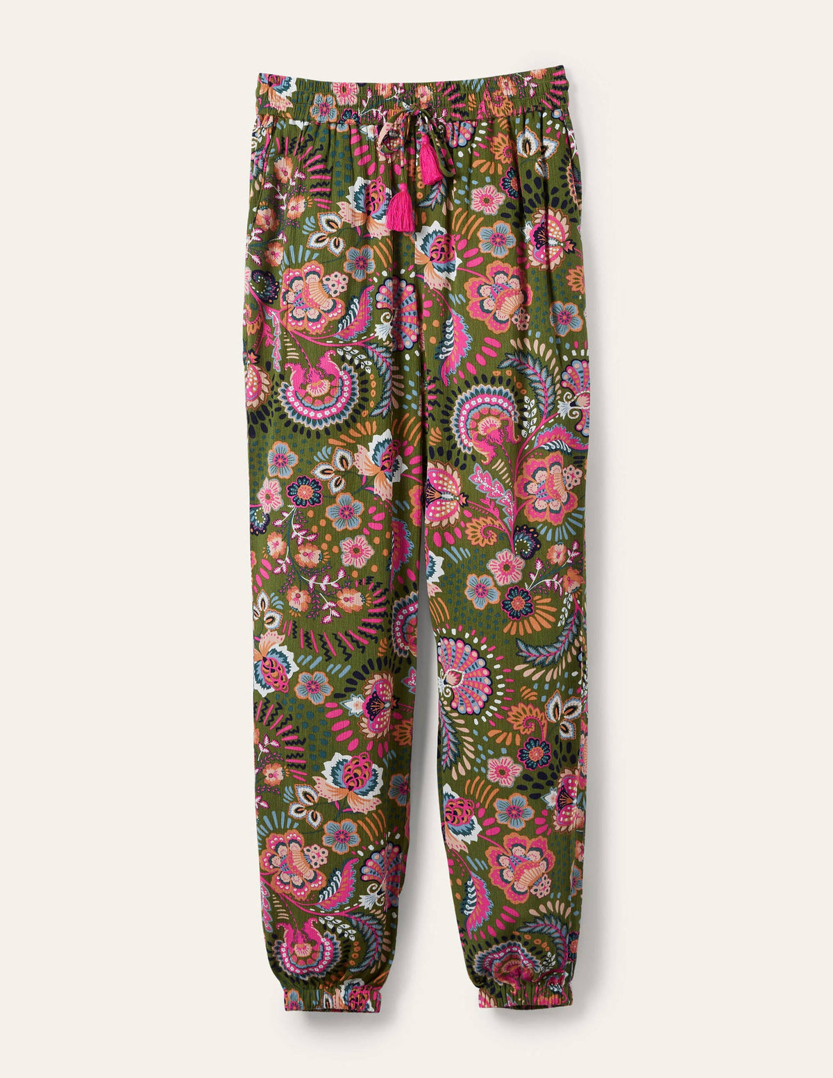 Crinkle Tapered Trousers-Pea, Decorative Meadow-5