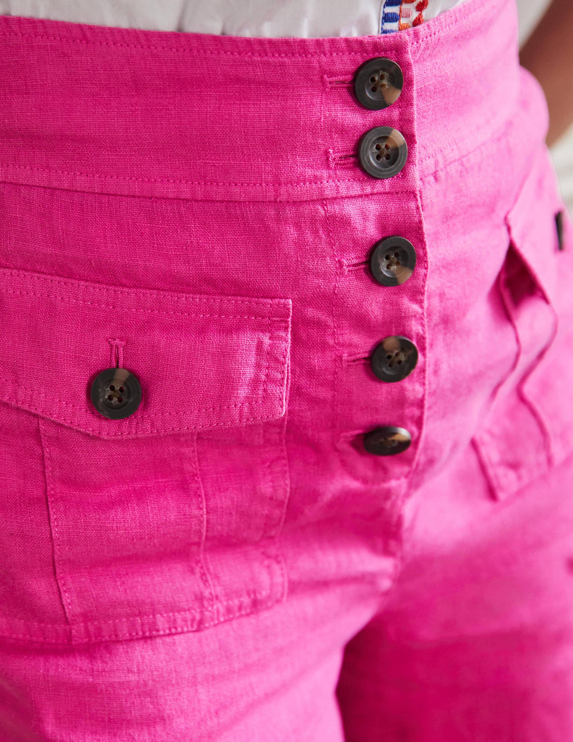 High Waisted Linen Shorts-Very Berry Pink - Image 2