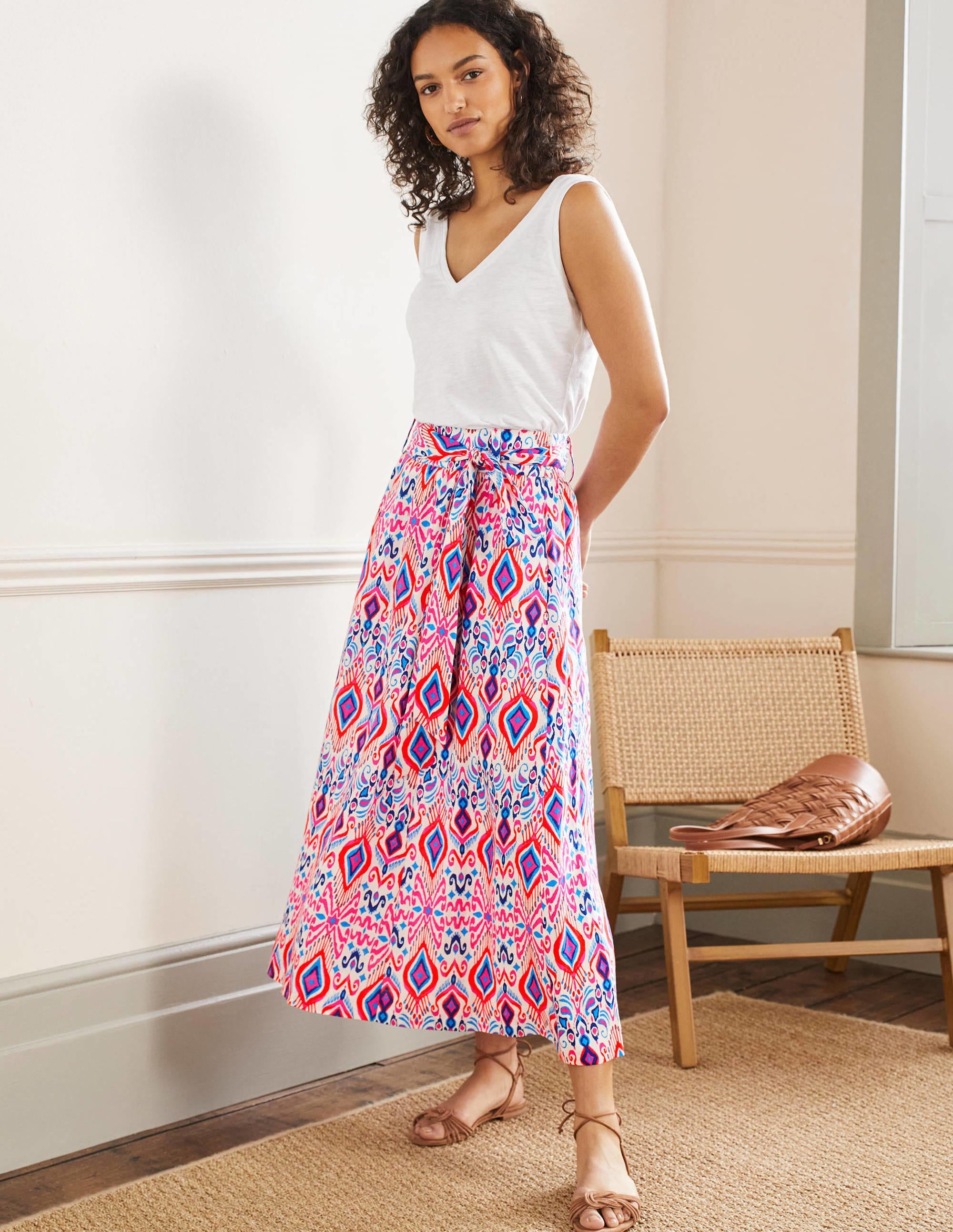 Rosemary Linen Midi Skirt-Ikat Paradise - Image 1