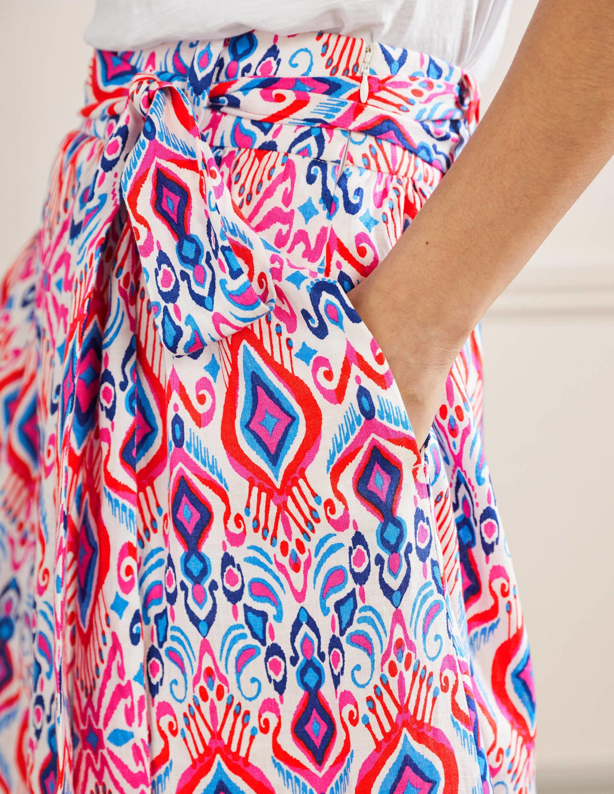 Rosemary Linen Midi Skirt-Ikat Paradise - Image 2