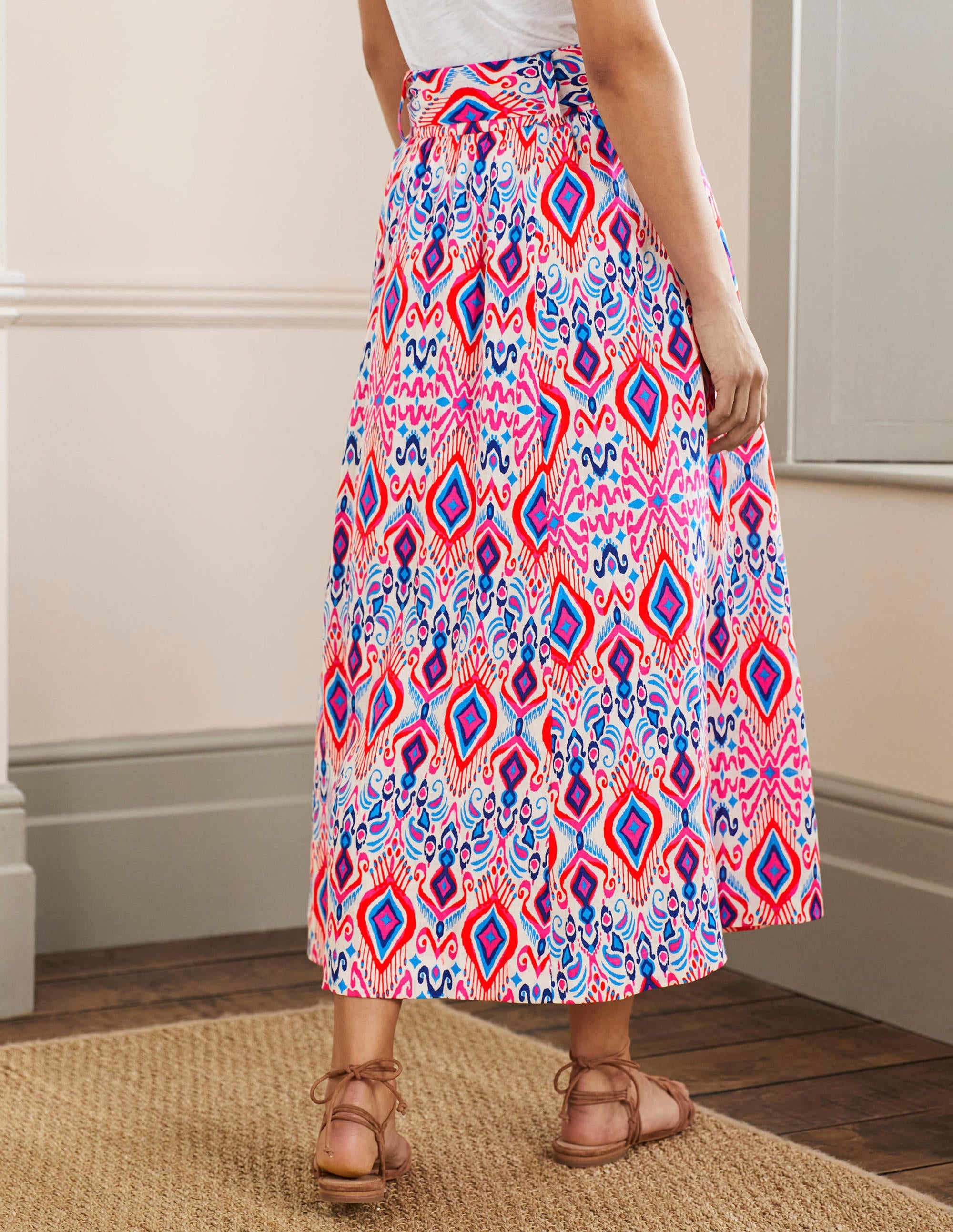 Rosemary Linen Midi Skirt-Ikat Paradise - Image 3