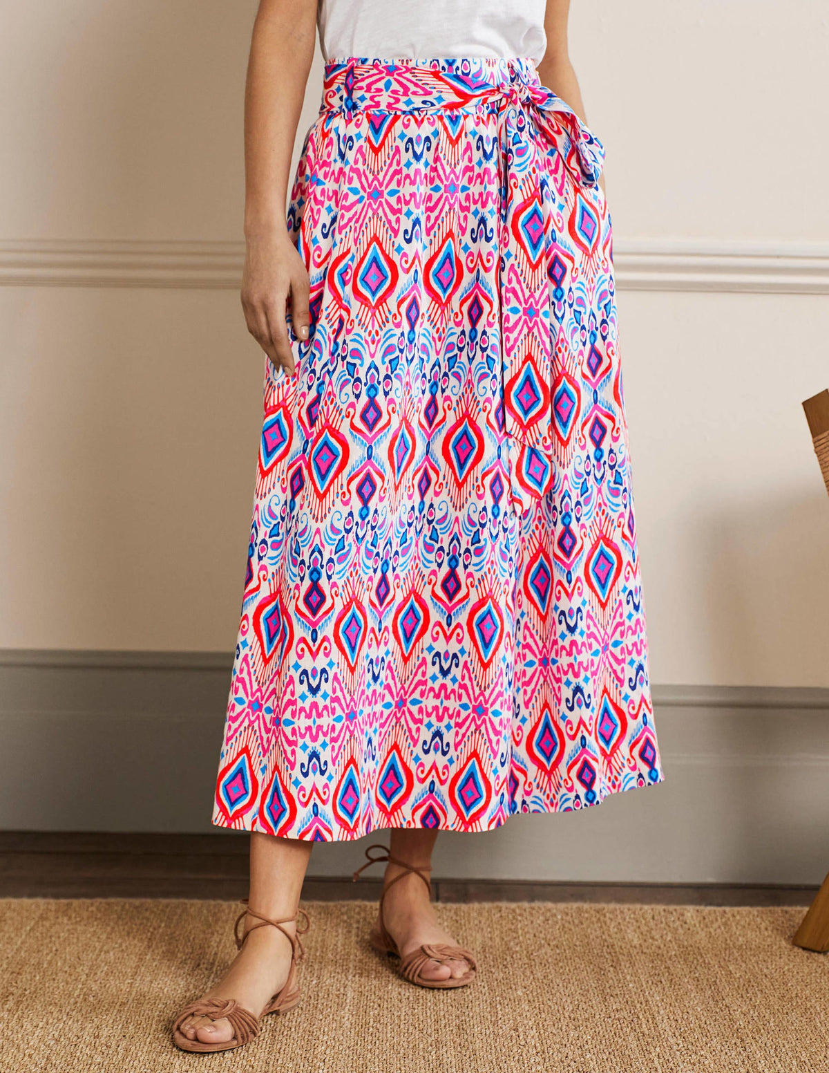 Rosemary Linen Midi Skirt-Ikat Paradise - Image 4