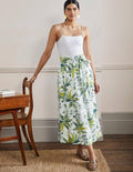 Rosemary Linen Midi Skirt-Starfruit, Oriental Cascade