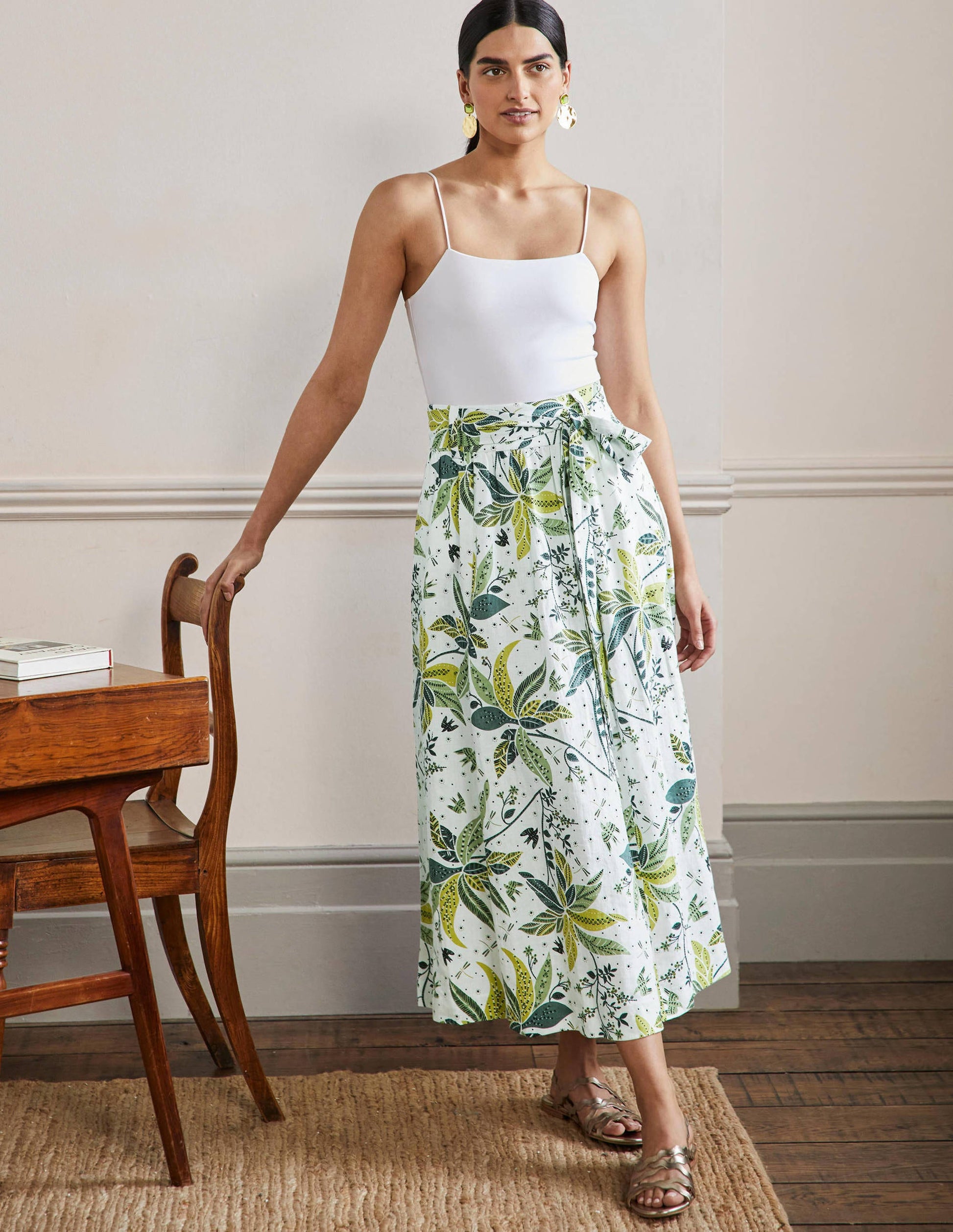 Rosemary Linen Midi Skirt-Starfruit, Oriental Cascade-1