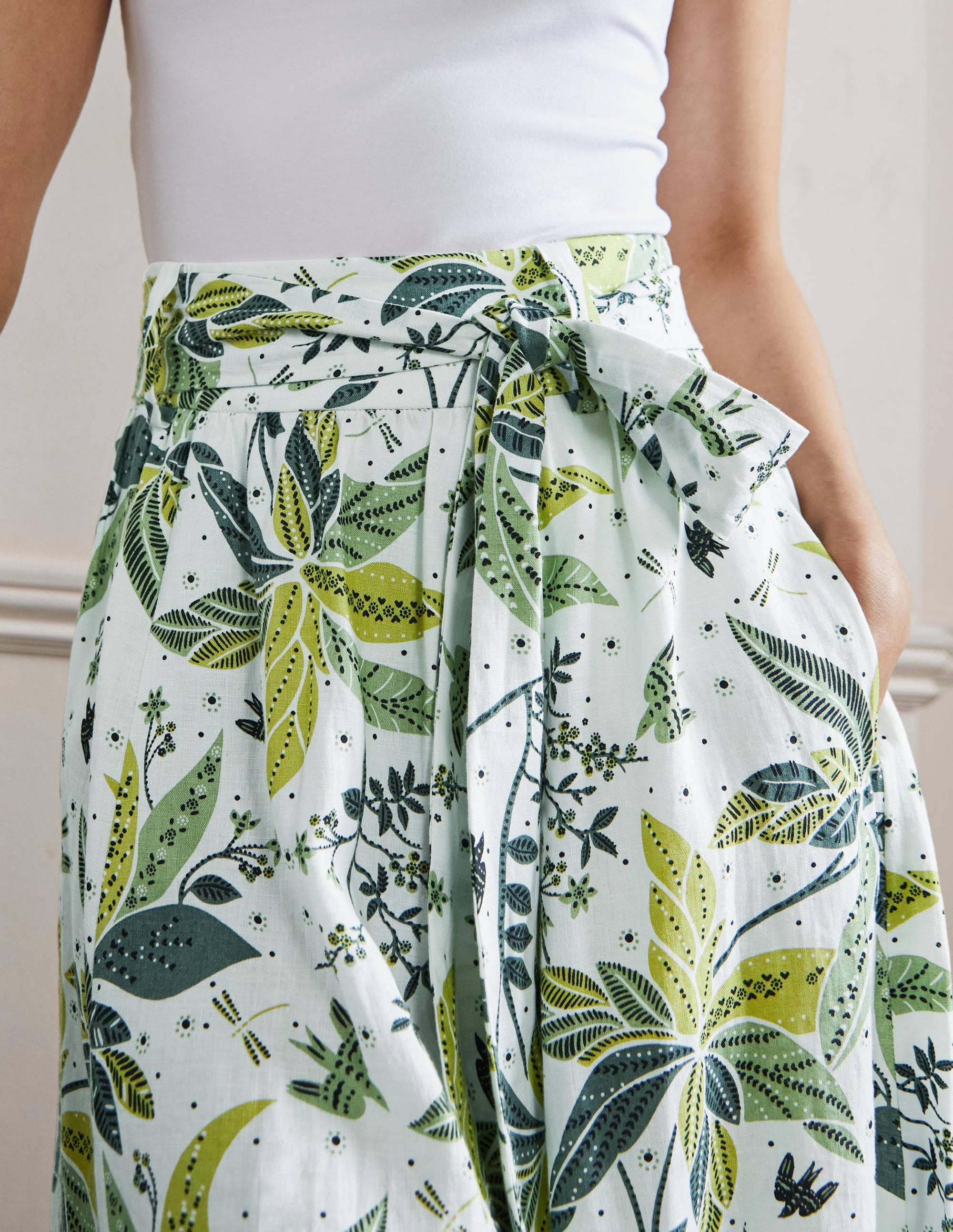 Rosemary Linen Midi Skirt-Starfruit, Oriental Cascade - Image 2