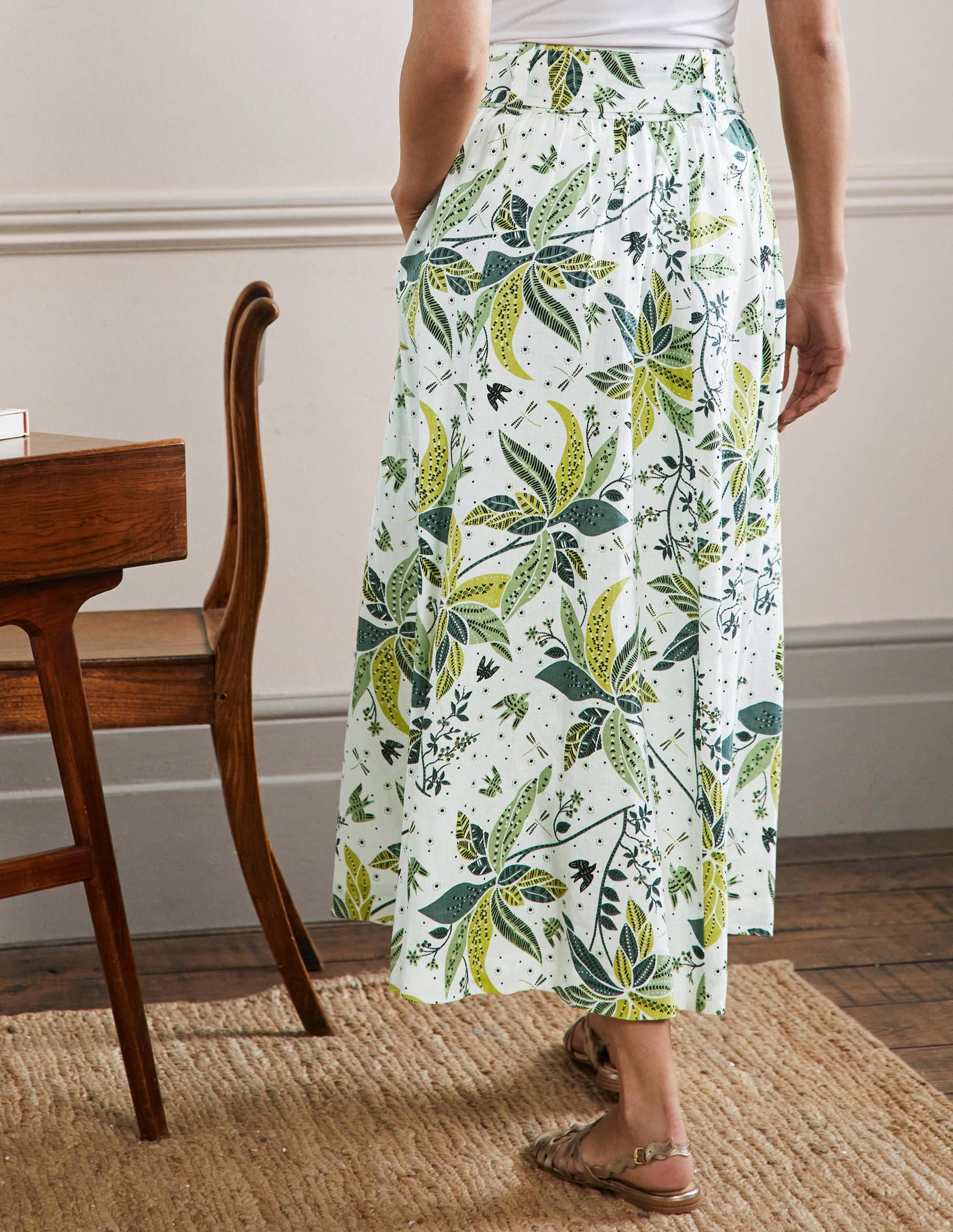 Rosemary Linen Midi Skirt-Starfruit, Oriental Cascade-3