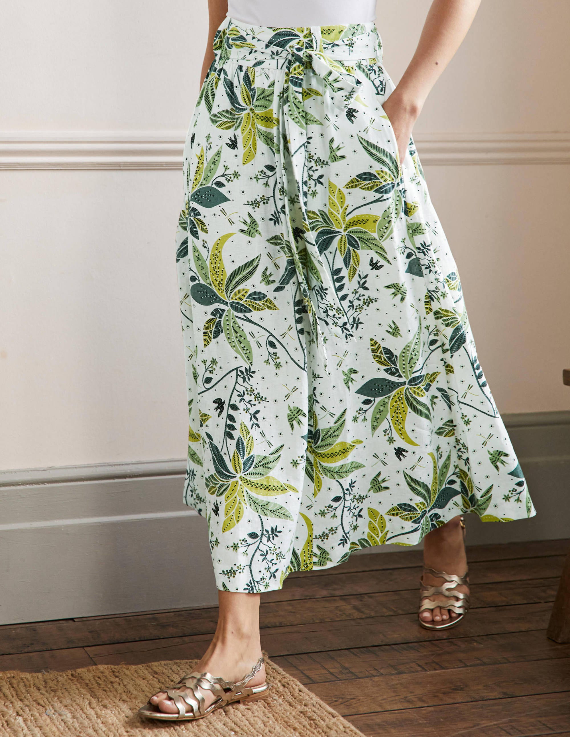 Rosemary Linen Midi Skirt-Starfruit, Oriental Cascade - Image 5