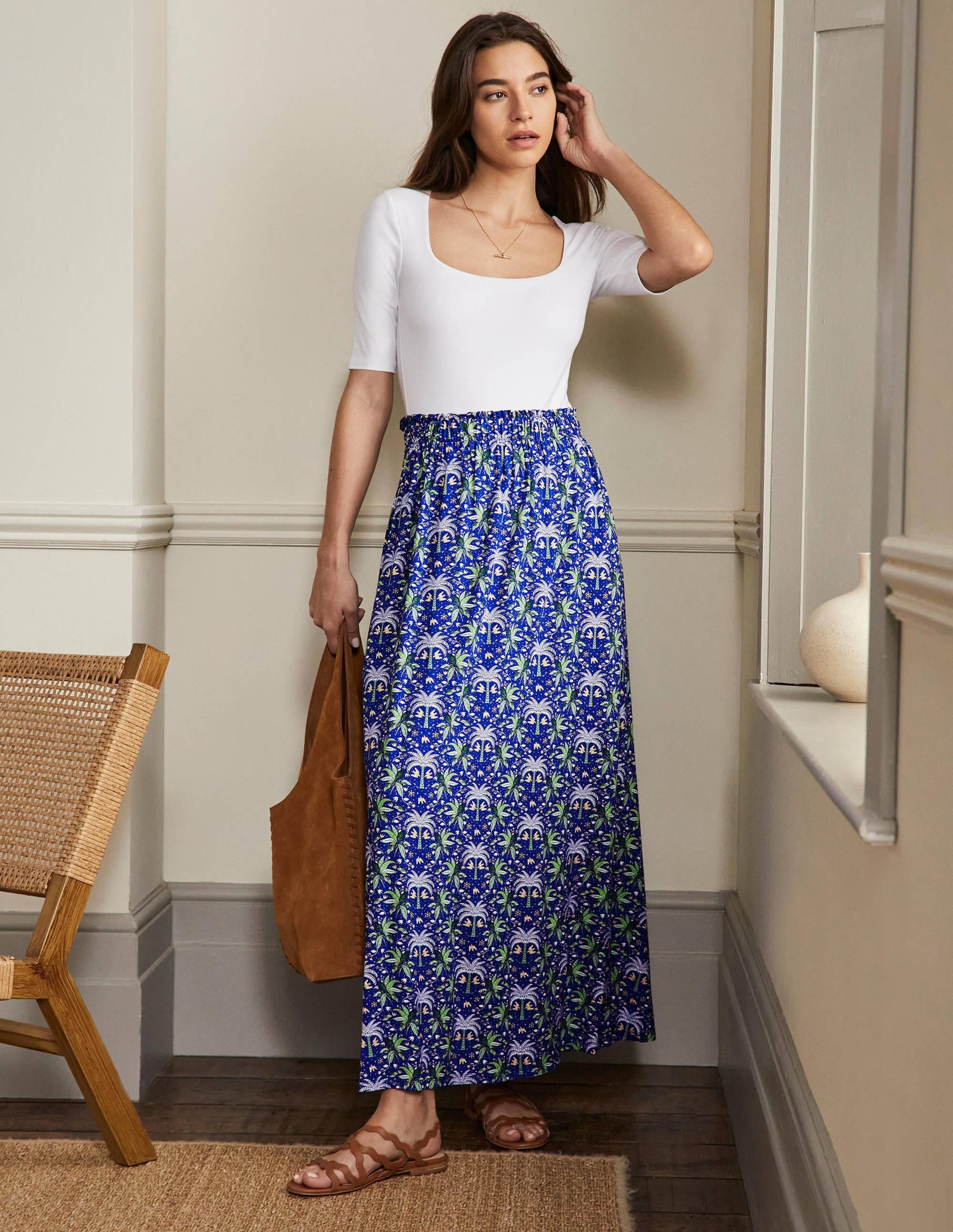 Pull On Jersey Maxi-Atlantic Ocean, Oriental Palm - Image 1