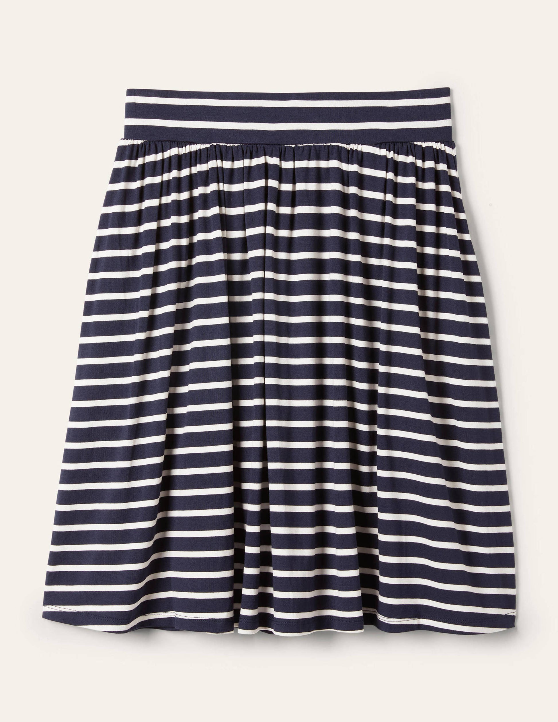 Pull On Jersey Mini Skirt-Navy and Ivory Stripe-5