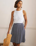 Pull On Jersey Mini Skirt-Navy and Ivory Stripe