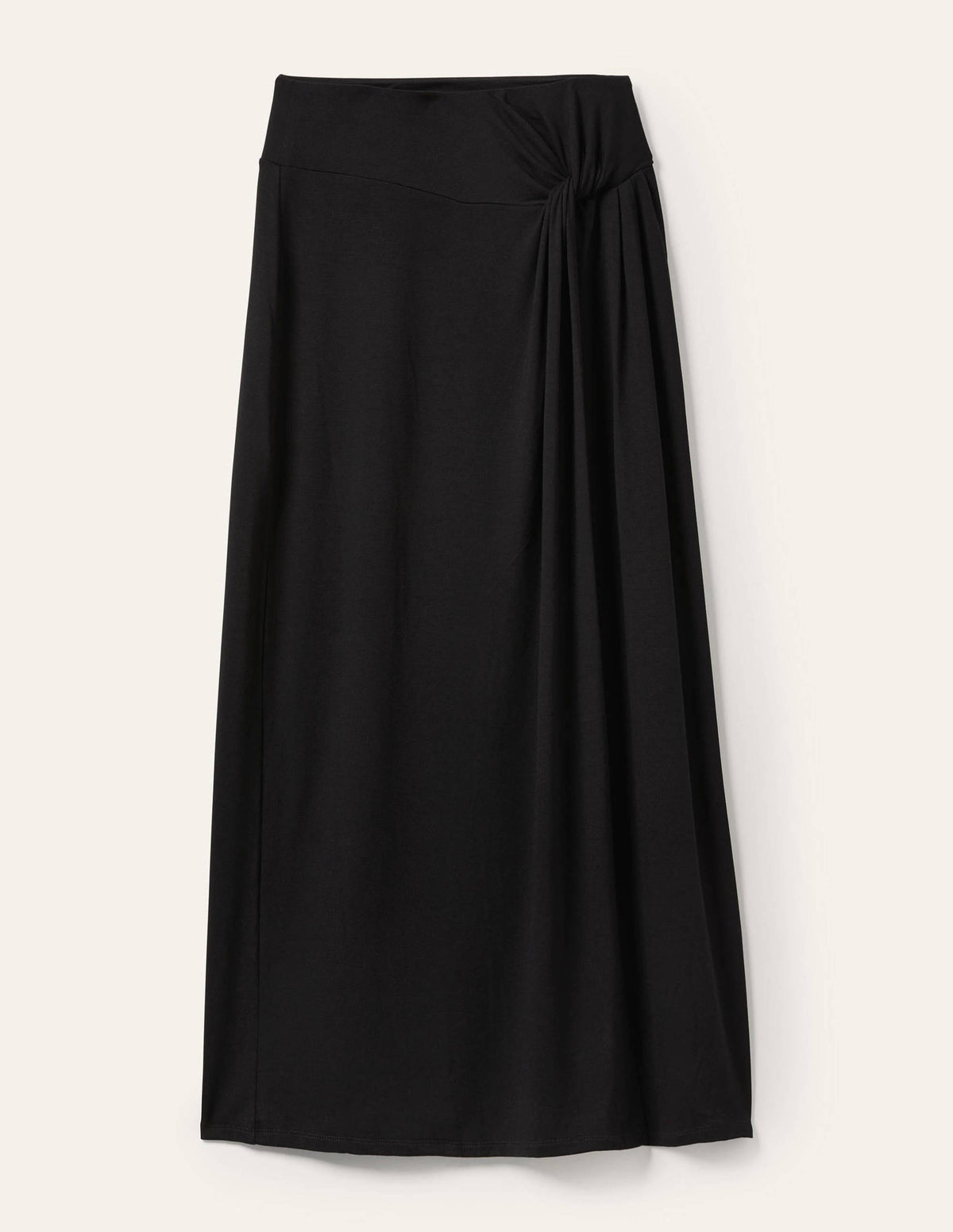 Knot Waist Jersey Midi Skirt-Black - Image 5