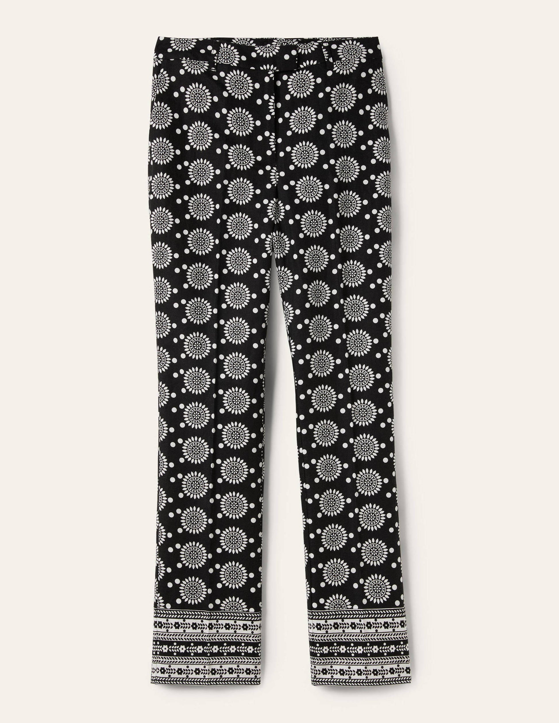 Thea Linen Tailored Trouser-Black, Sun Geo-6