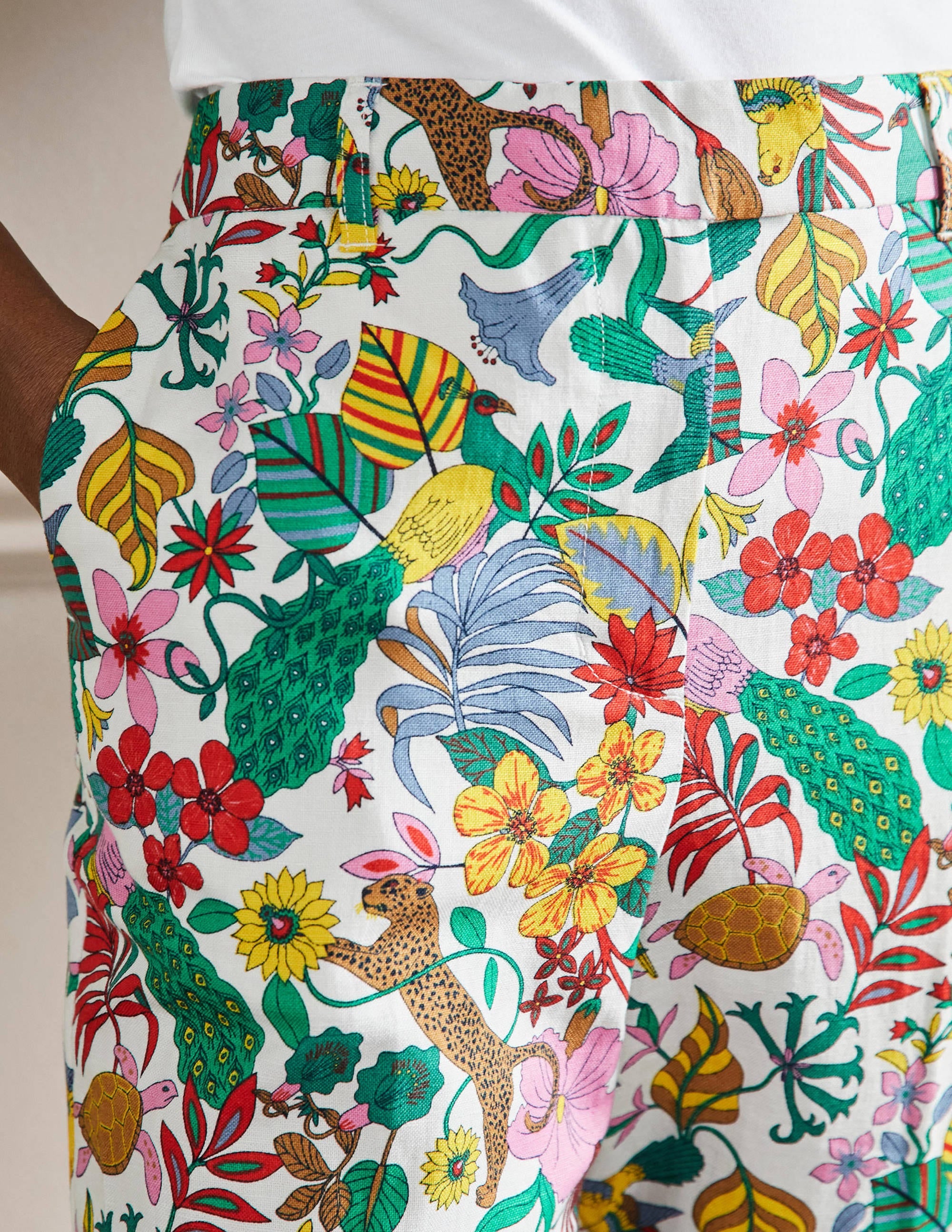 Thea Linen Tailored Trouser-Multi, Exotic Paradise - Image 7