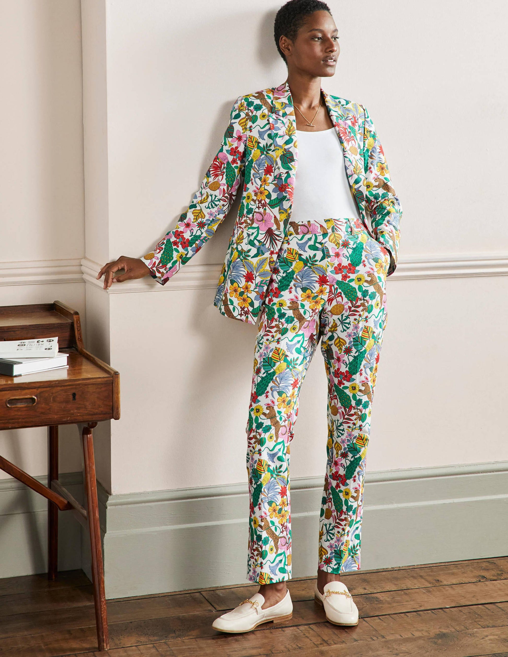 Thea Linen Tailored Trouser-Multi, Exotic Paradise-1
