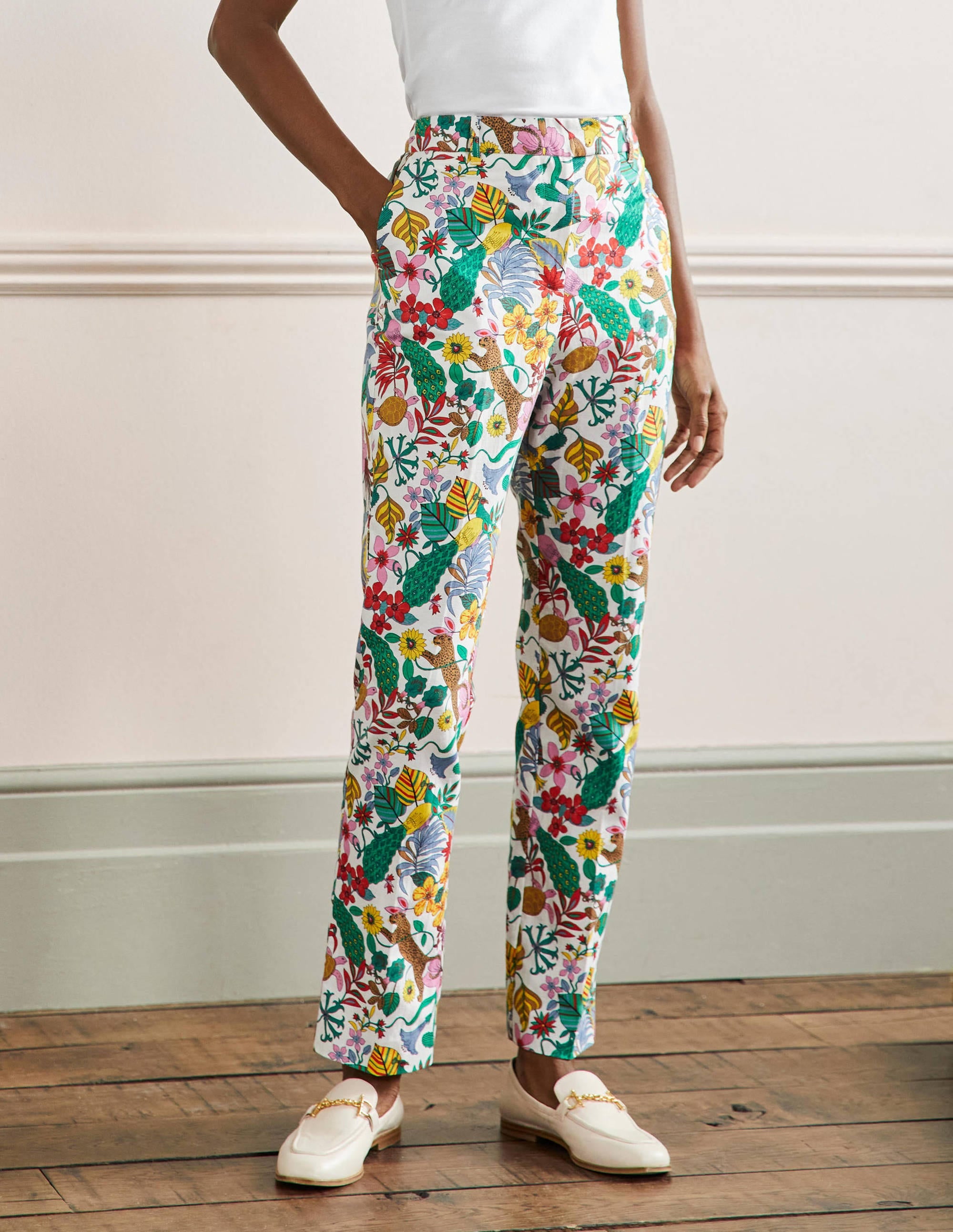 Thea Linen Tailored Trouser-Multi, Exotic Paradise - Image 4