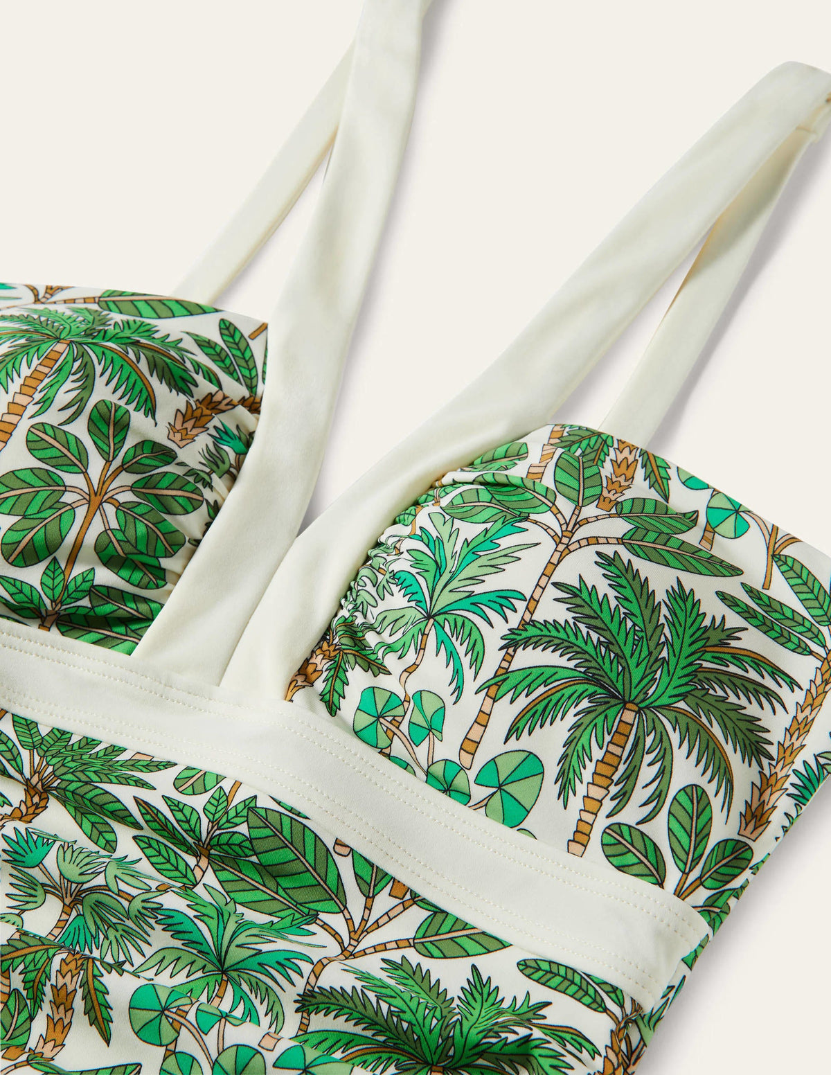 Corsica V-neck Tankini Top-Ivory, Palm Forest-5