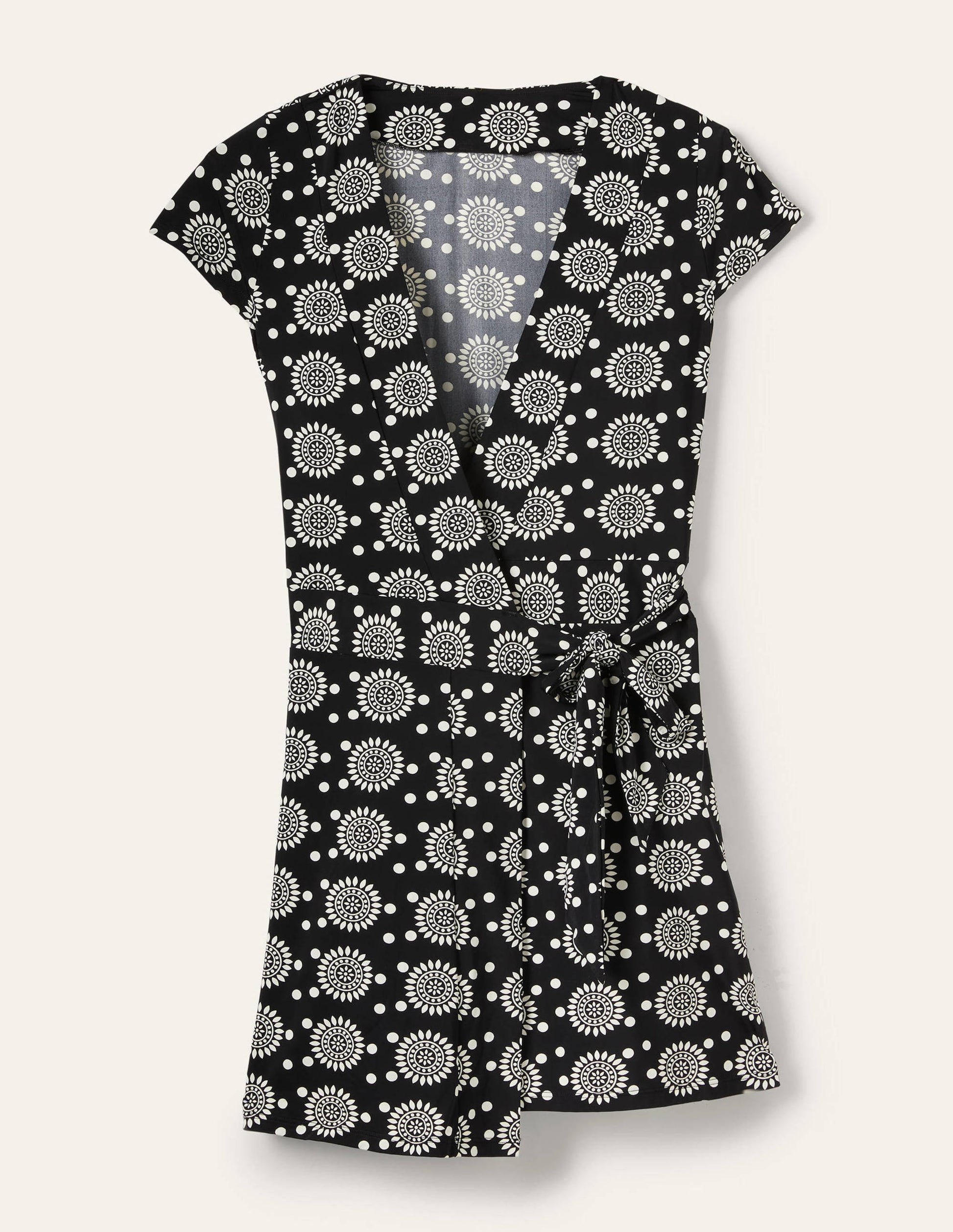 Lefkada Wrap Beach Dress-Black, Sun Geo-6