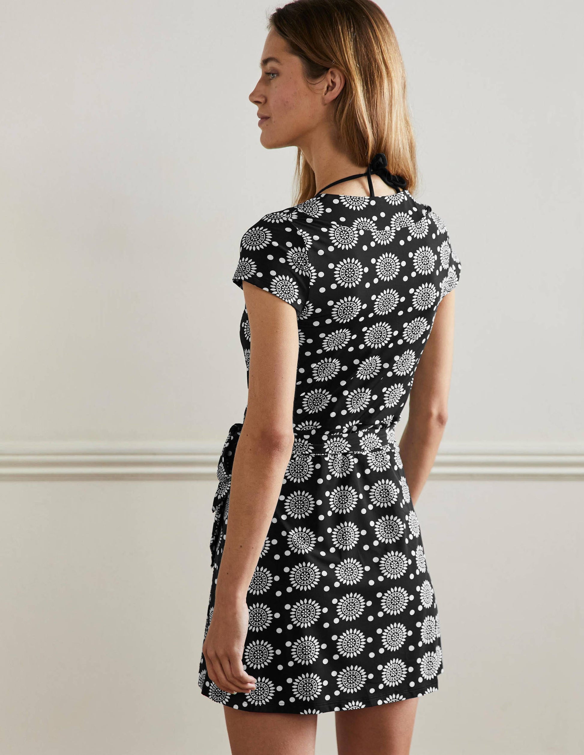 Lefkada Wrap Beach Dress-Black, Sun Geo-3