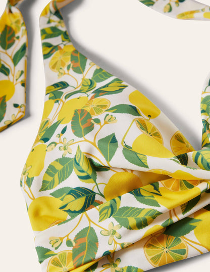 Levanzo Halter Bikini Top-Ivory, Lemon Vine-5
