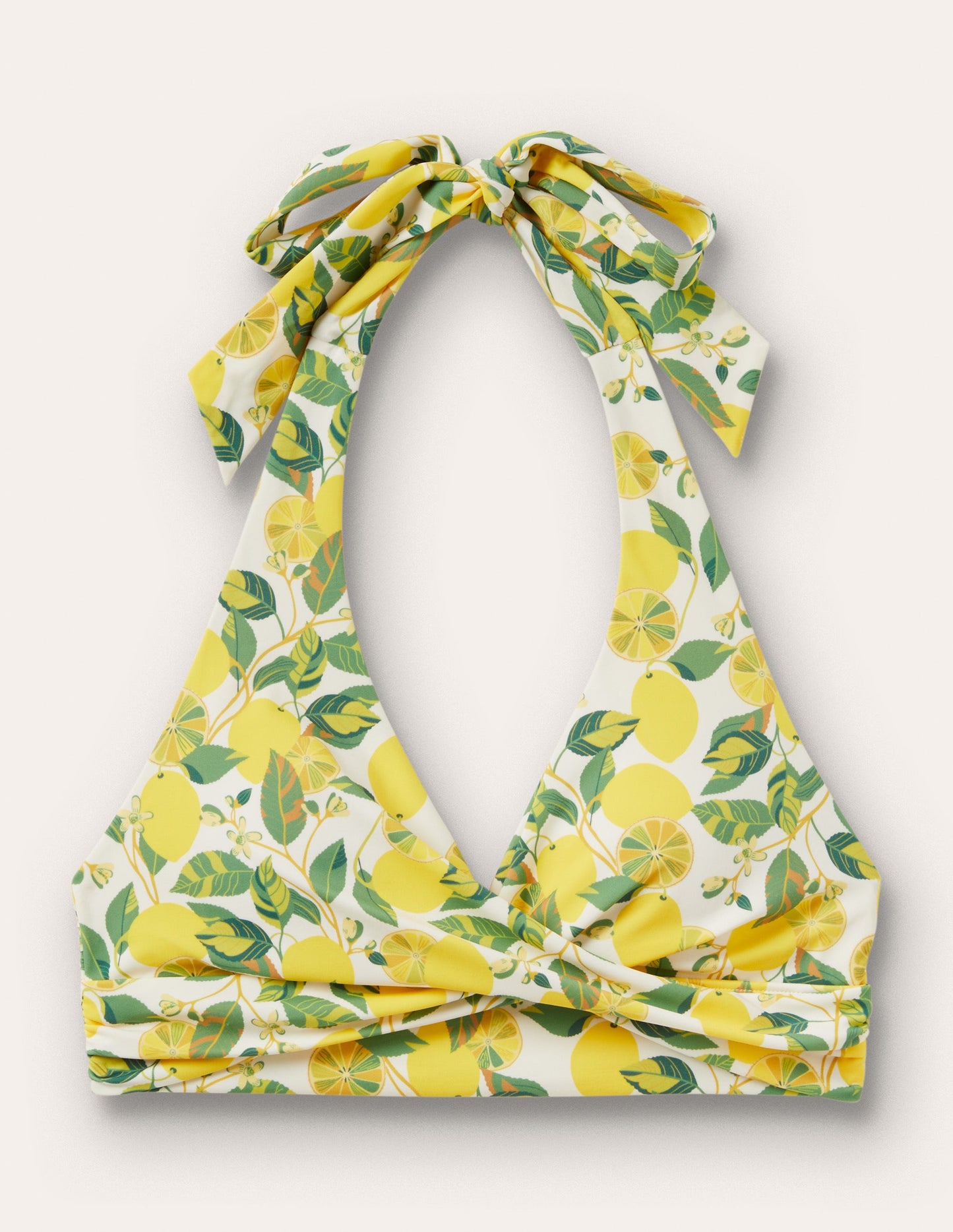 Levanzo Halter Bikini Top-Ivory, Lemon Vine