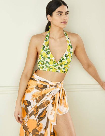 Levanzo Halter Bikini Top-Ivory, Lemon Vine-4