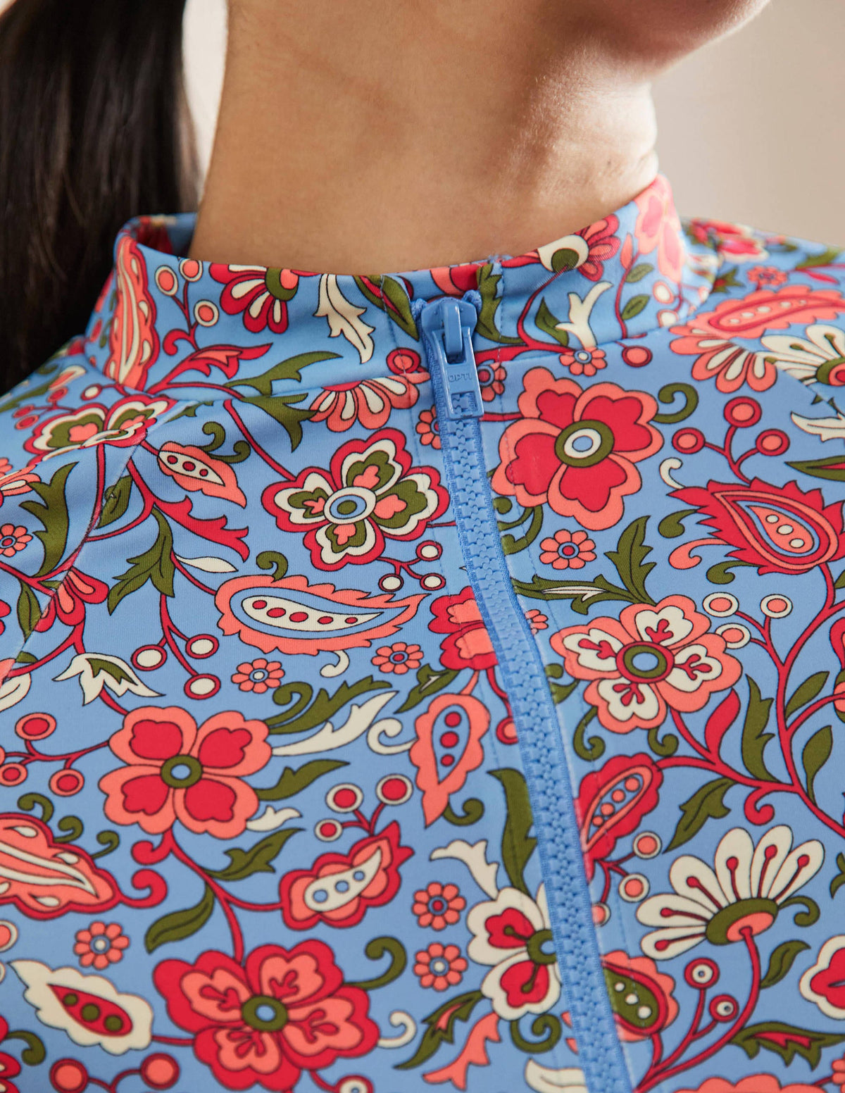 Mid Sleeve Rash Guard-Dusty Blue, Oriental Paradise - Image 2