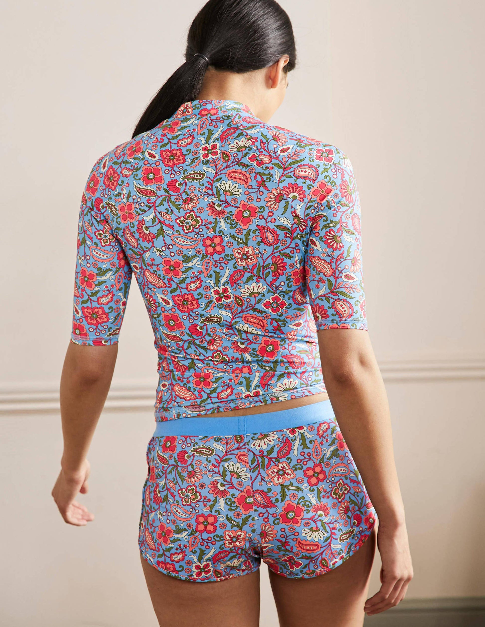 Mid Sleeve Rash Guard-Dusty Blue, Oriental Paradise-3
