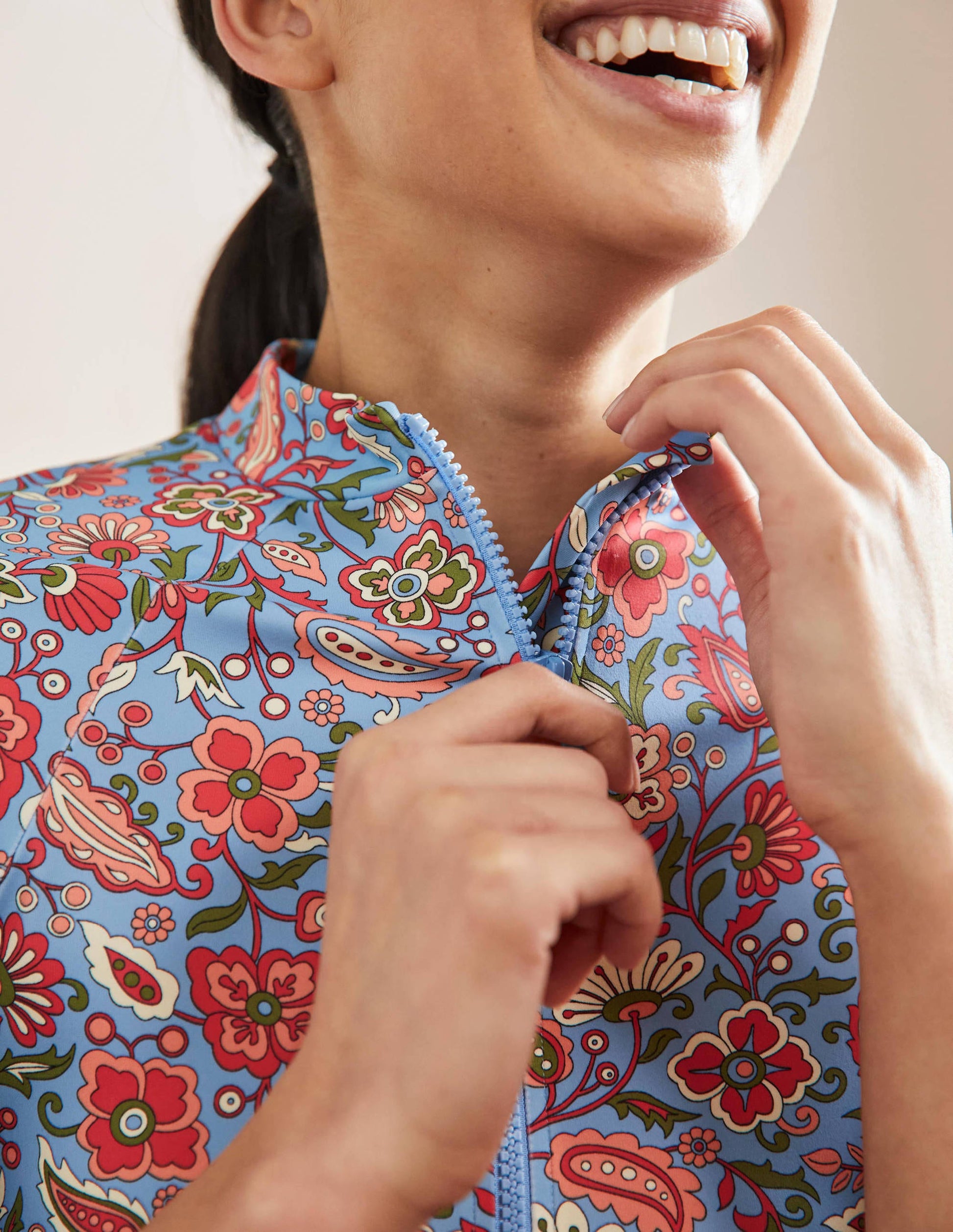 Mid Sleeve Rash Guard-Dusty Blue, Oriental Paradise-5