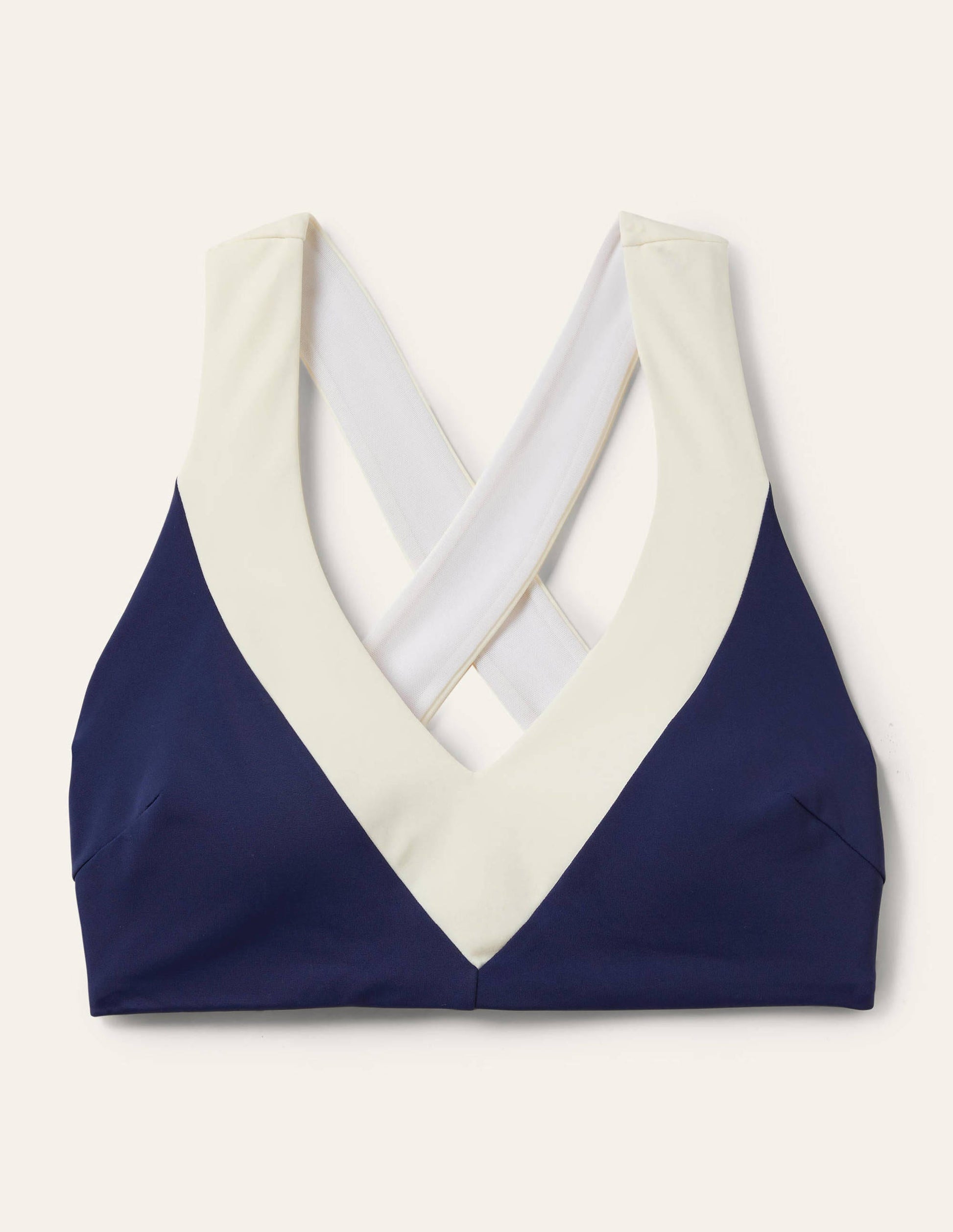 Cross-back Bikini Top-French Navy, Ivory Colourblock-5
