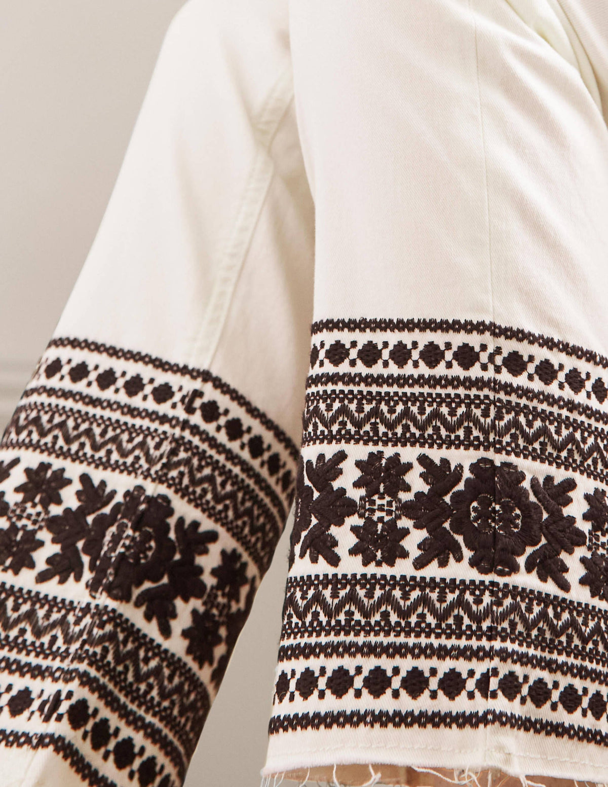 Relaxed Straight Jeans-Ecru/ Black Embroidery-2