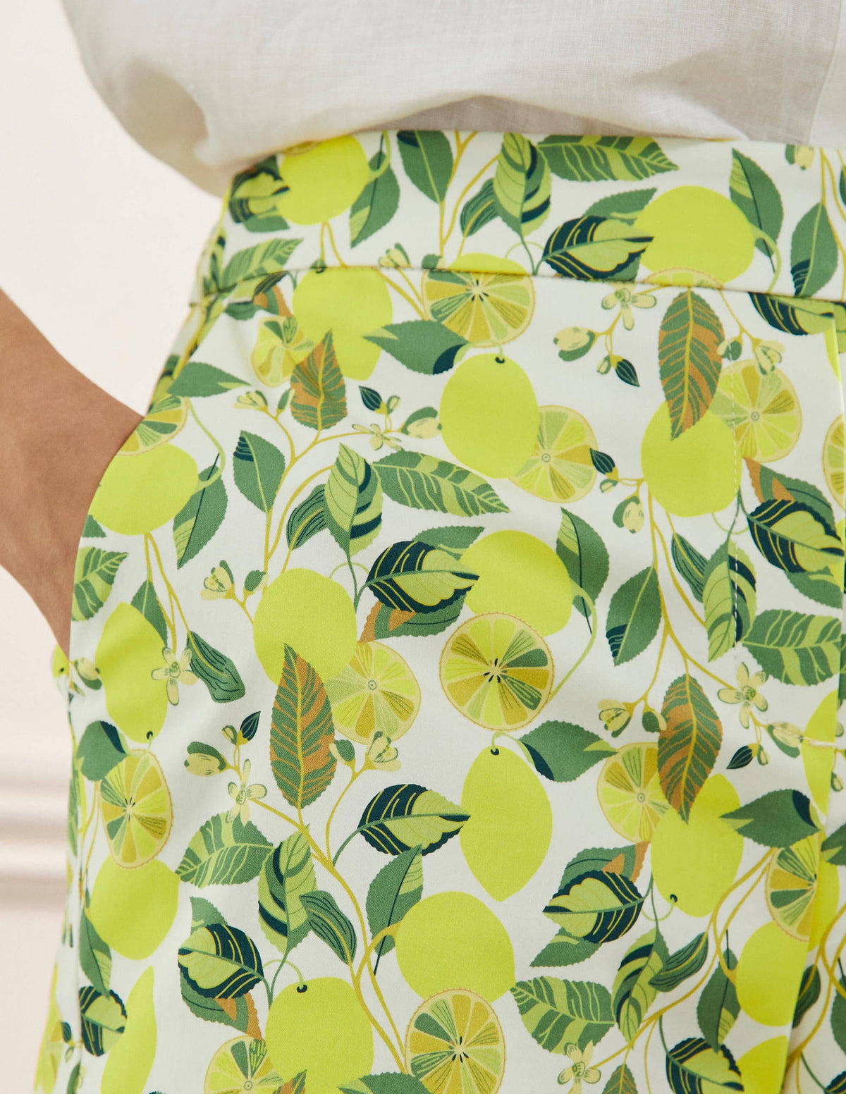 Pull On Shorts-Ivory, Lemon Vine - Image 2