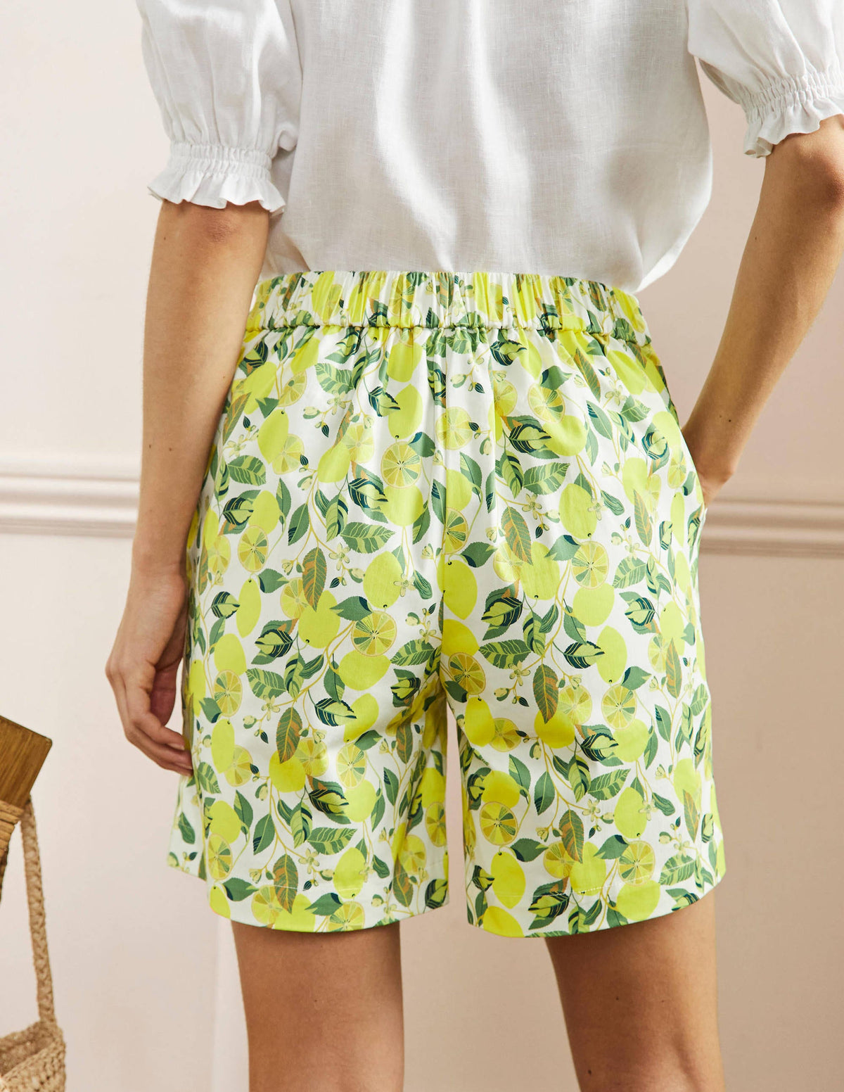 Pull On Shorts-Ivory, Lemon Vine - Image 3