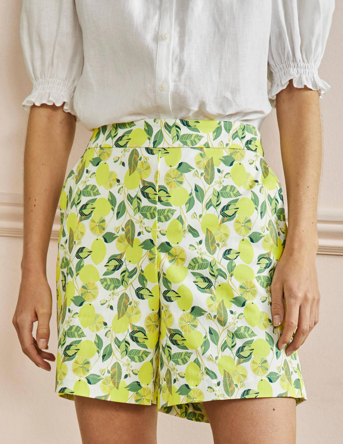 Pull On Shorts-Ivory, Lemon Vine - Image 4