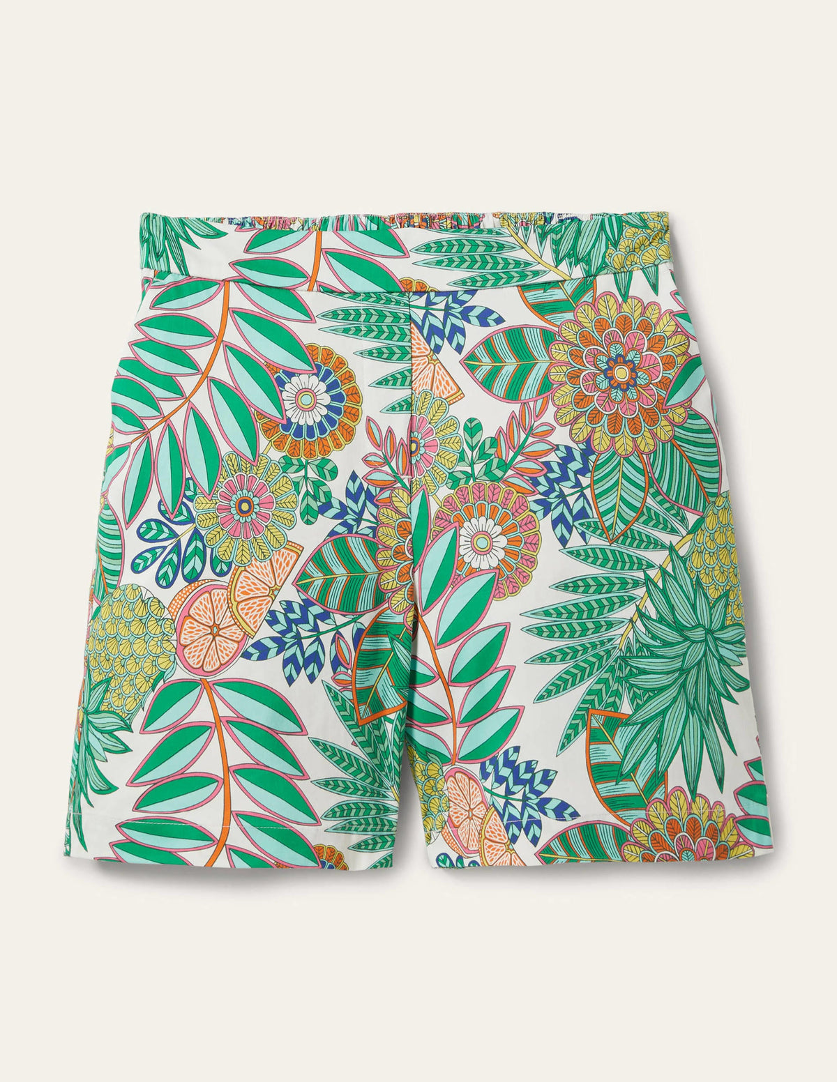 Pull On Shorts-Ivory, Pineapple Bloom - Image 5