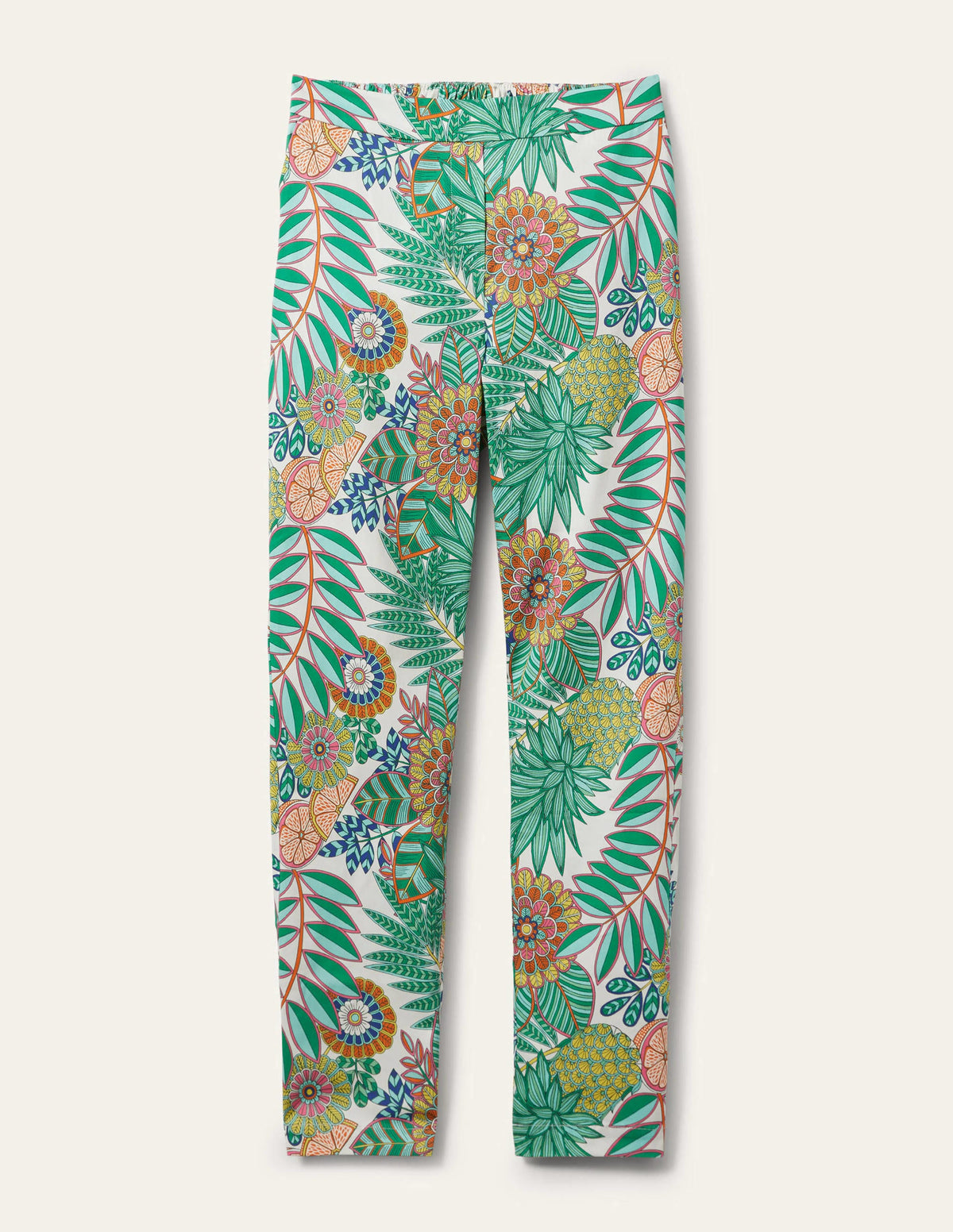 Pull On Trousers-Green Sapling, Pineapple Bloom-5